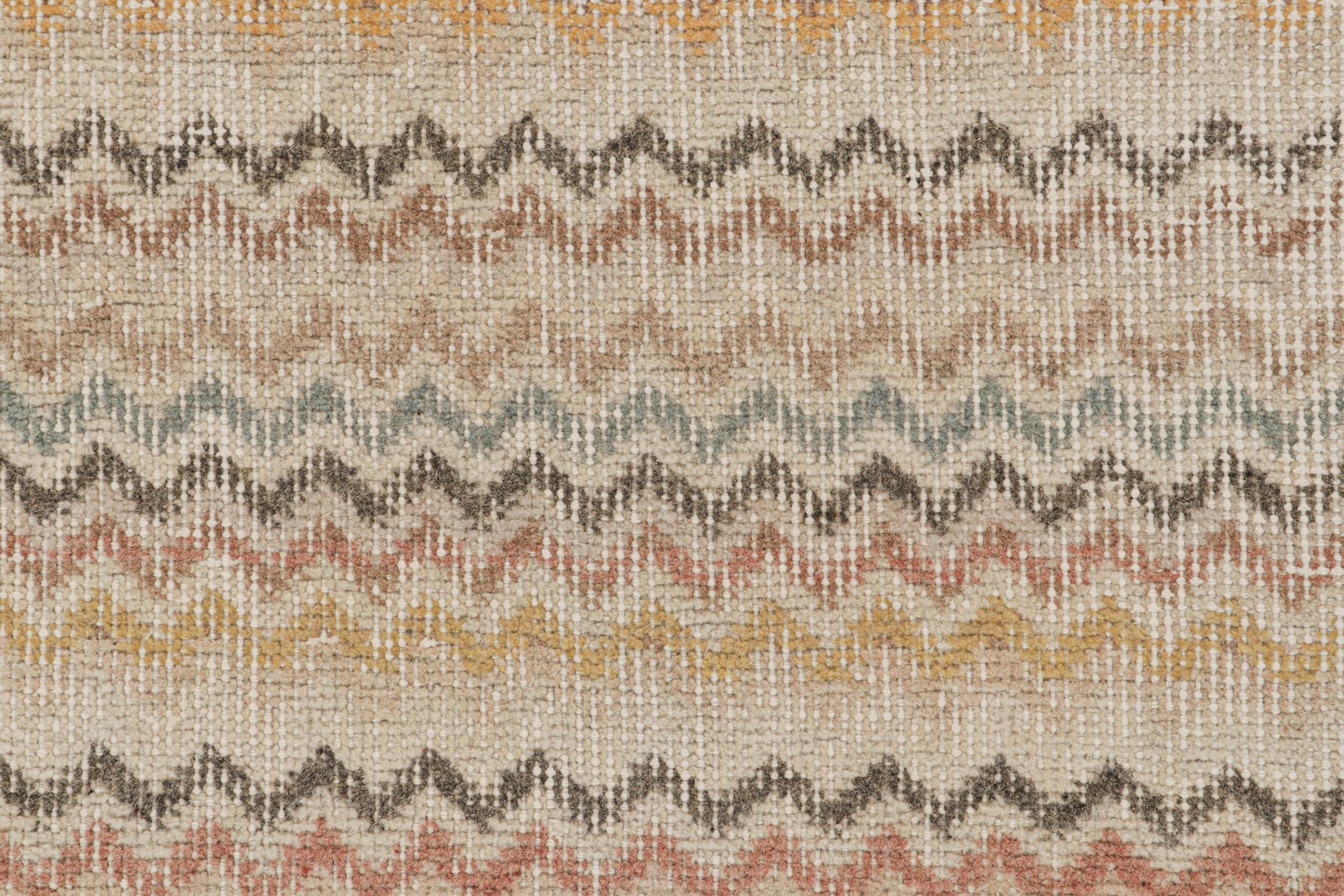 Mid-20th Century Vintage Zeki Müren Runner in Taupe with Polychromatic Chevrons by Rug & Kilim For Sale