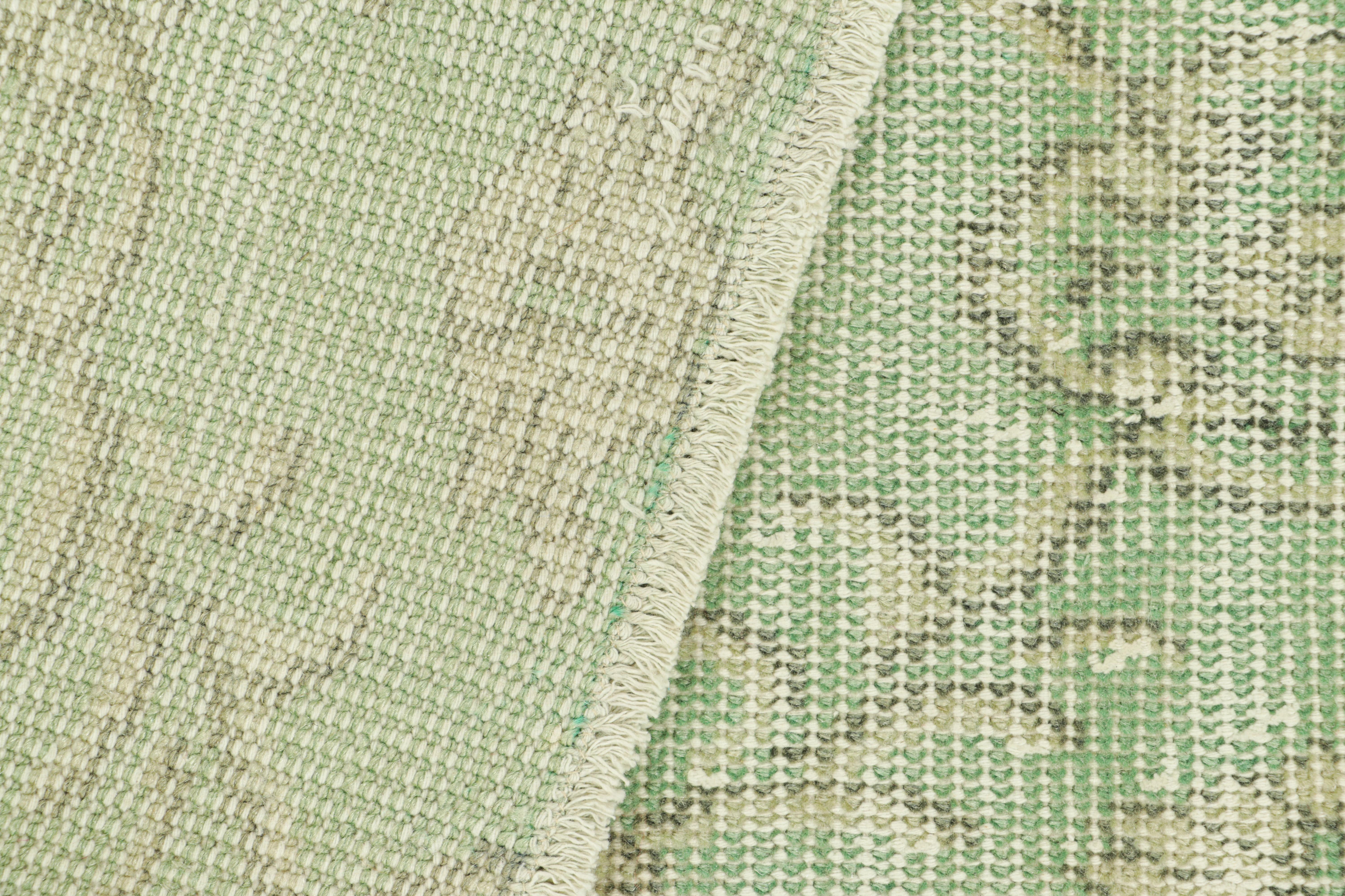 Alfombra de calle vintage Zeki Müren verde con motivos florales, de Rug & Kilim Lana en venta