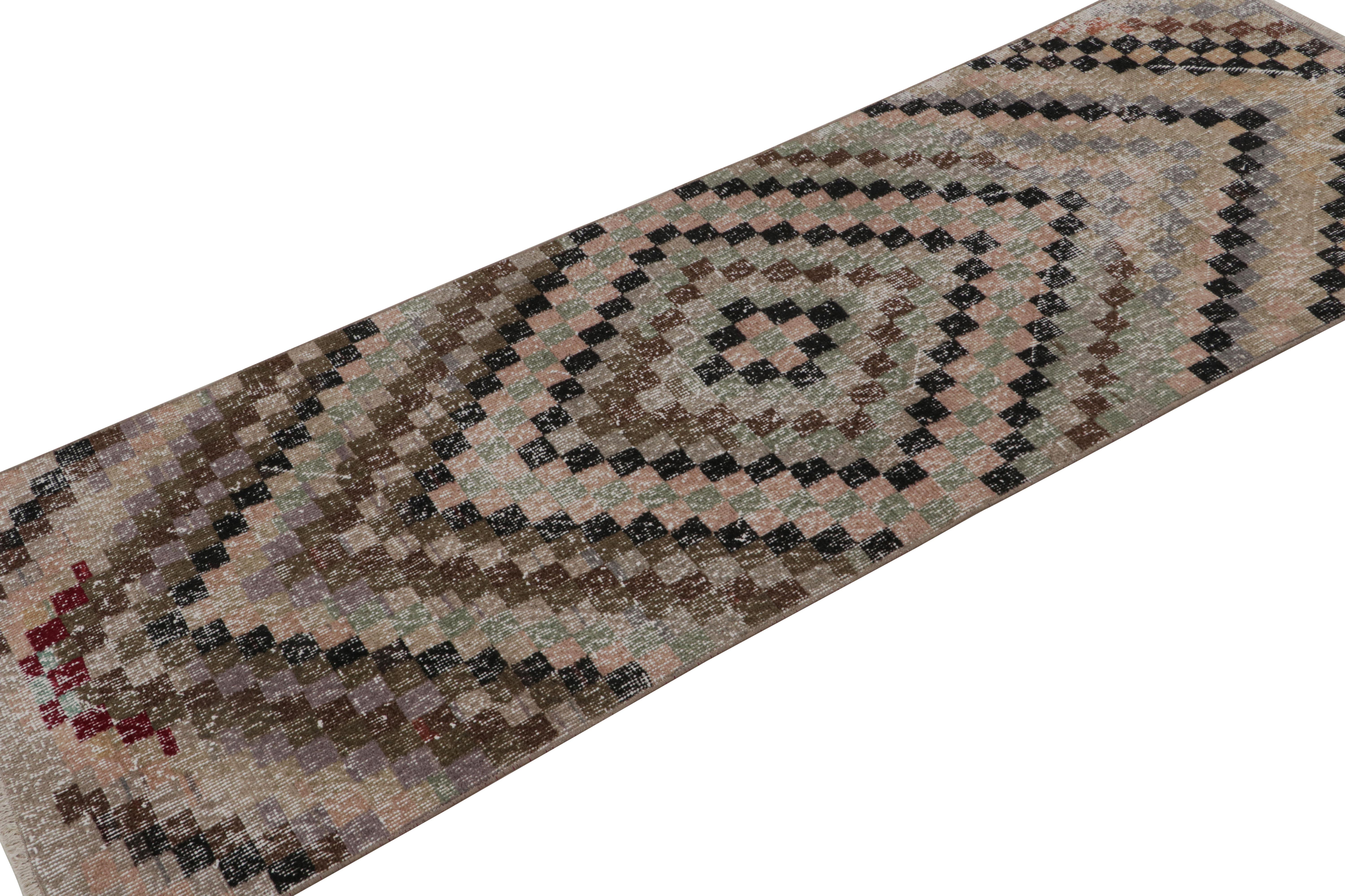 Handknotted in wool, this 2x7 vintage runner originates from Turkey, circa 1960-1970, and is believed to be among the works of mid-century designer Zeki Múren. 

On the Design:

Connoisseurs will admire this vintage Zeki Múren’s design which