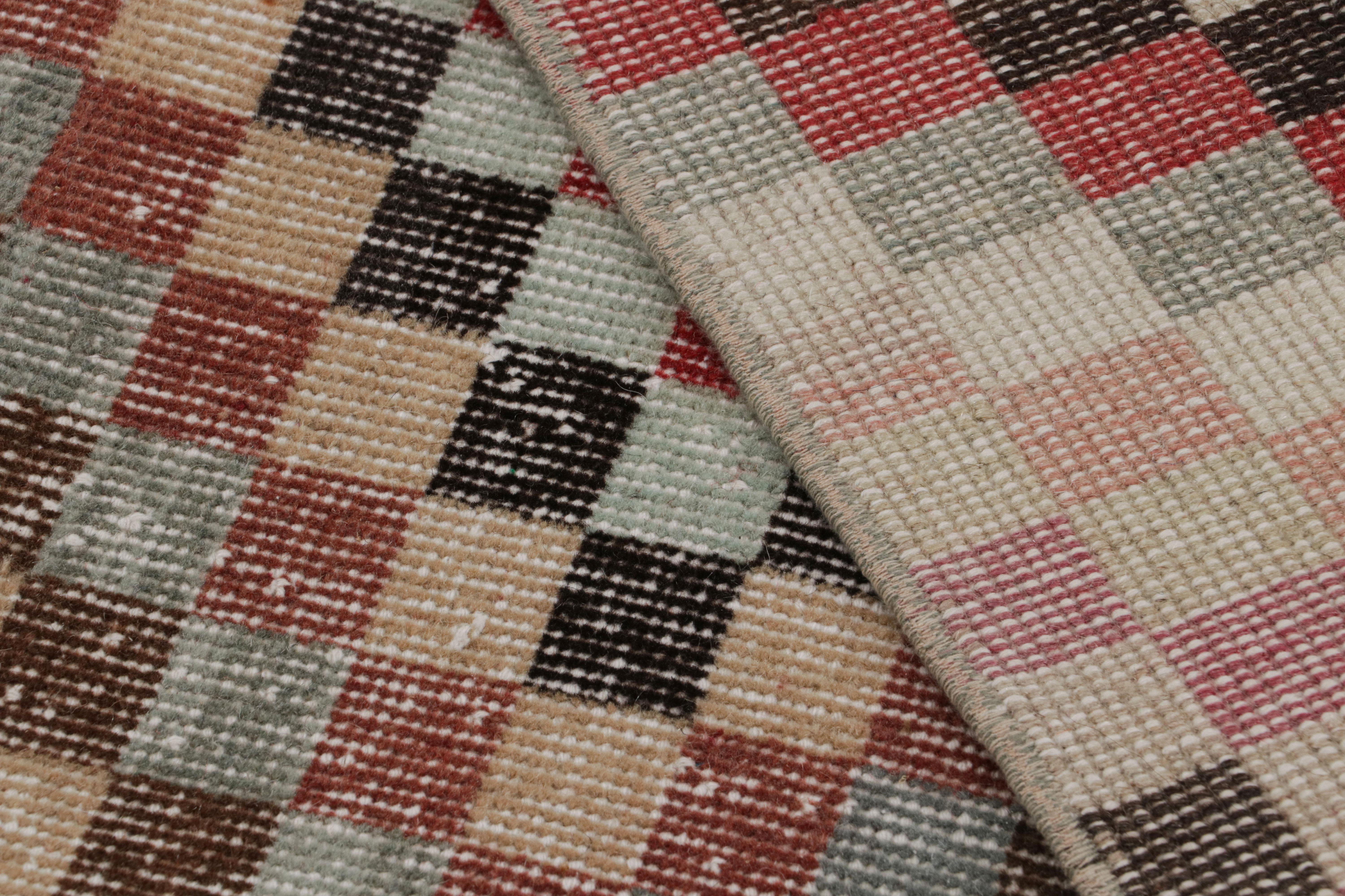 Wool Vintage Zeki Müren Runner Rug in Polychrome Geometric Pattern, from Rug & Kilim For Sale