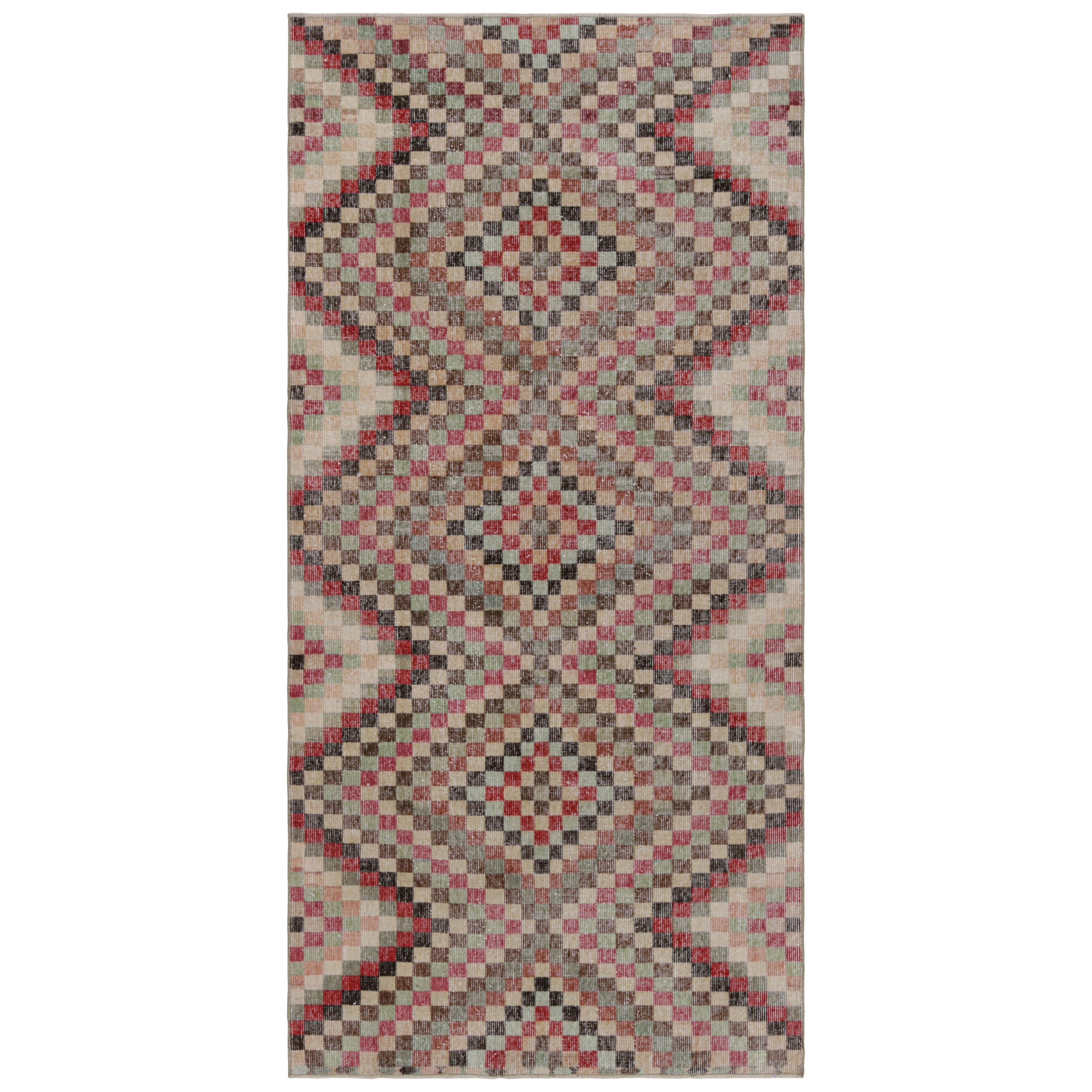 Vintage Zeki Müren Runner Rug in Polychrome Geometric Pattern, from Rug & Kilim