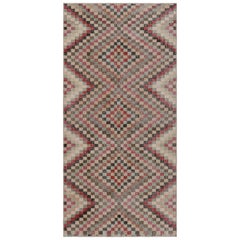 Vintage Zeki Müren Runner Rug in Polychrome Geometric Pattern, from Rug & Kilim