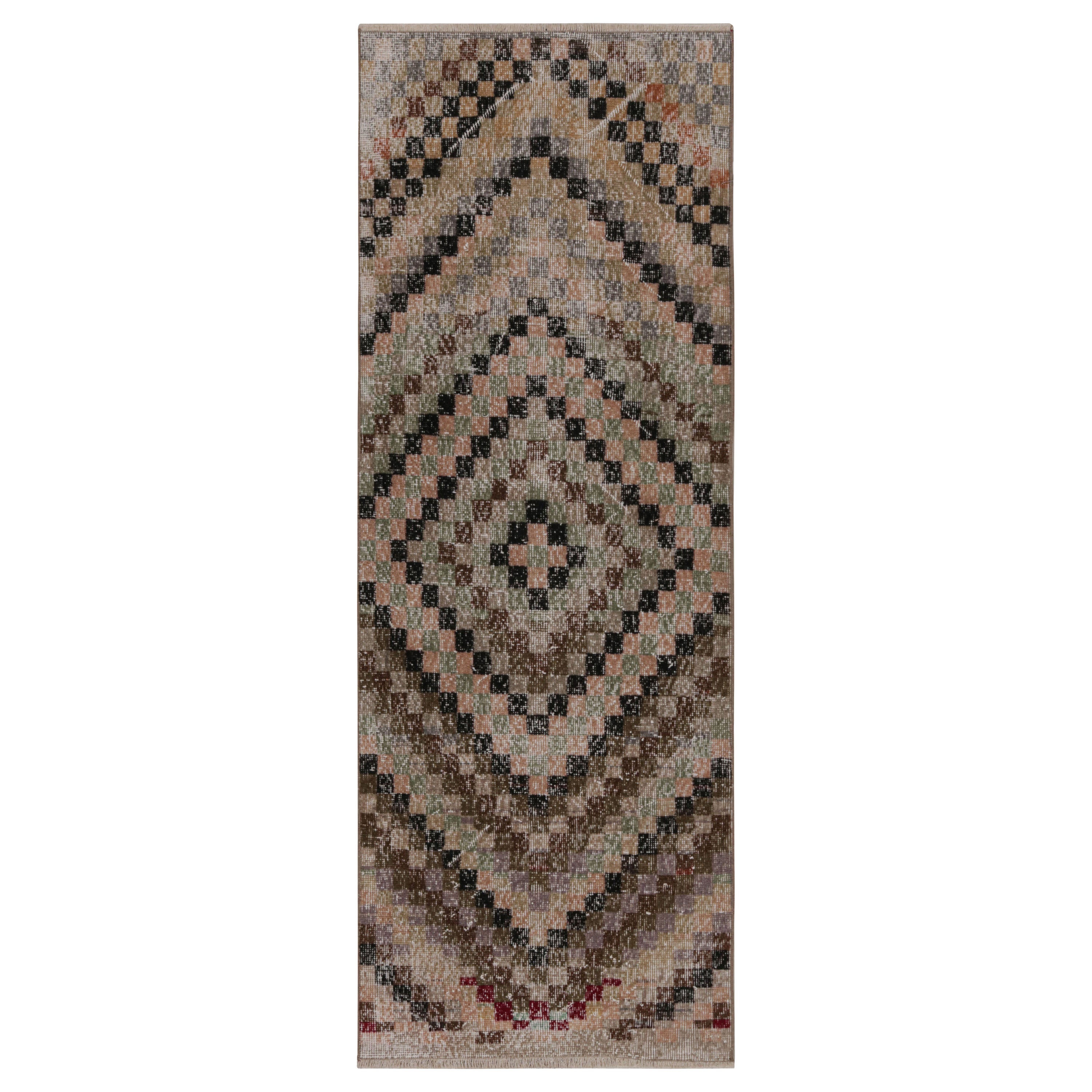 Vintage Zeki Müren Runner Rug in Polychrome Geometric Pattern, from Rug & Kilim