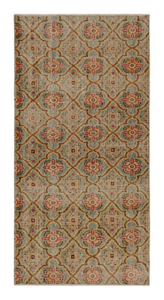 Vintage Zeki Müren Läufer in Teal mit Spaliermuster, von Rug & Kilim