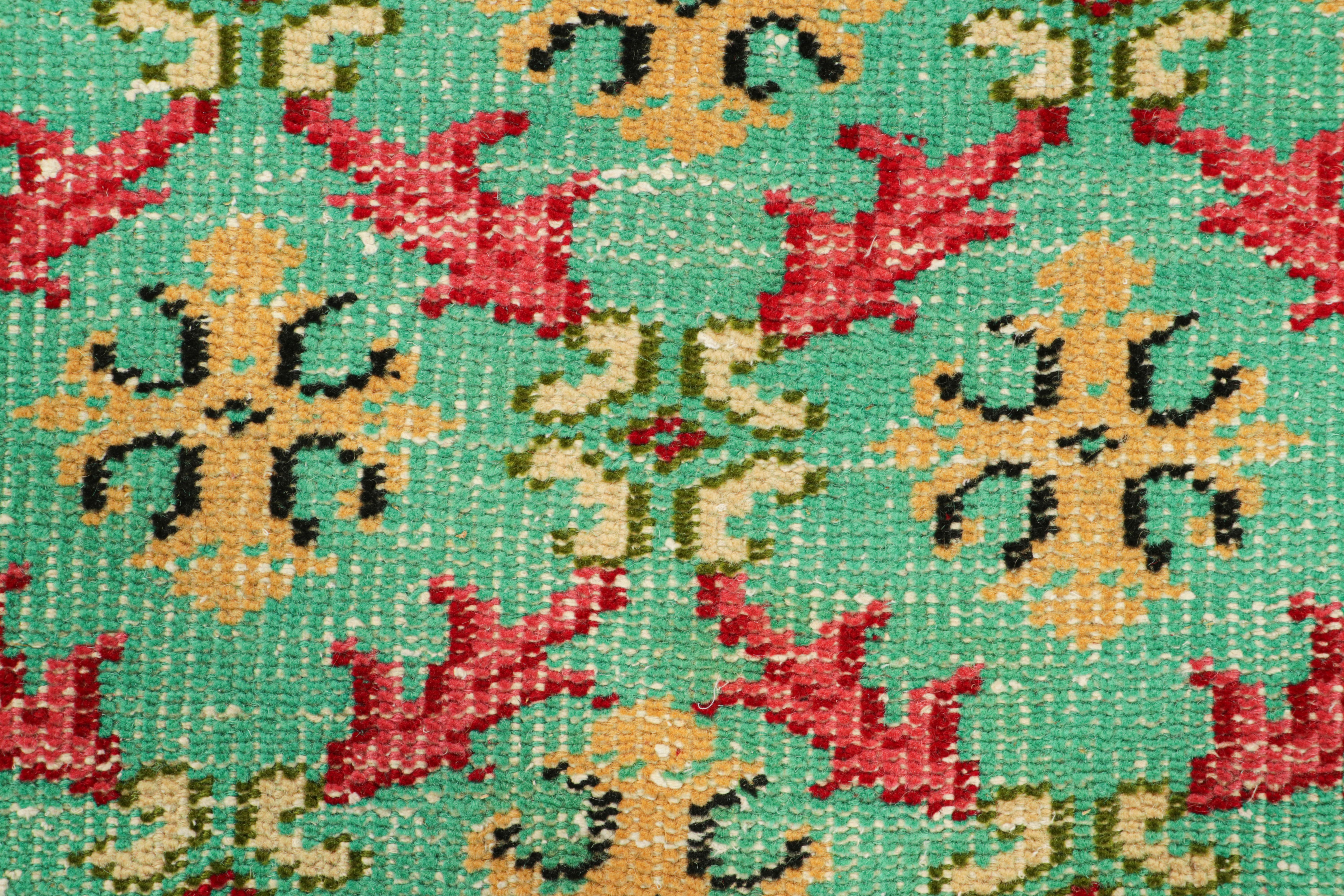 Vintage Zeki Müren Läufer in Türkis mit floralem Muster, von Rug & Kilim (Türkisch) im Angebot
