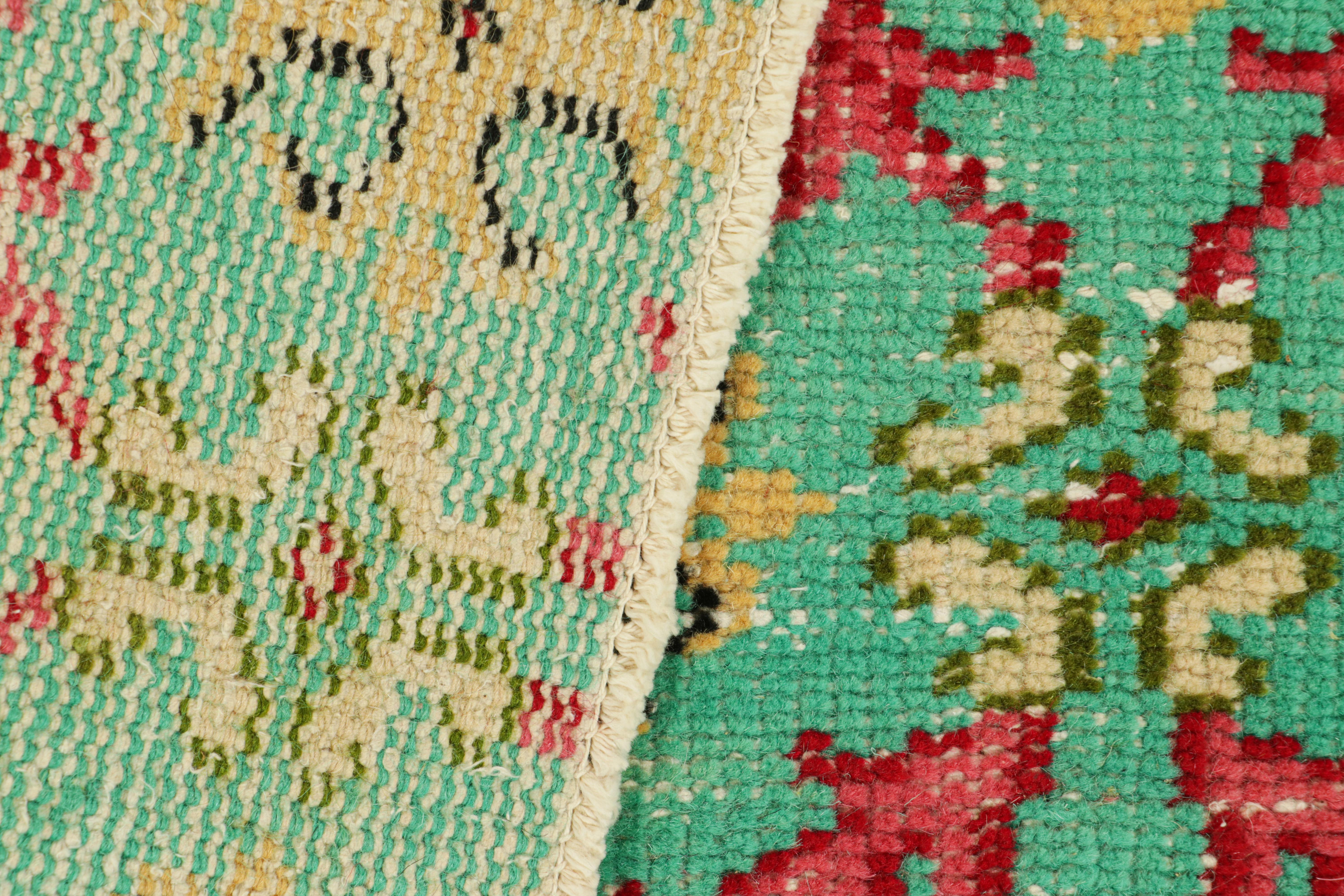 Vintage Zeki Müren Läufer in Türkis mit floralem Muster, von Rug & Kilim (Wolle) im Angebot