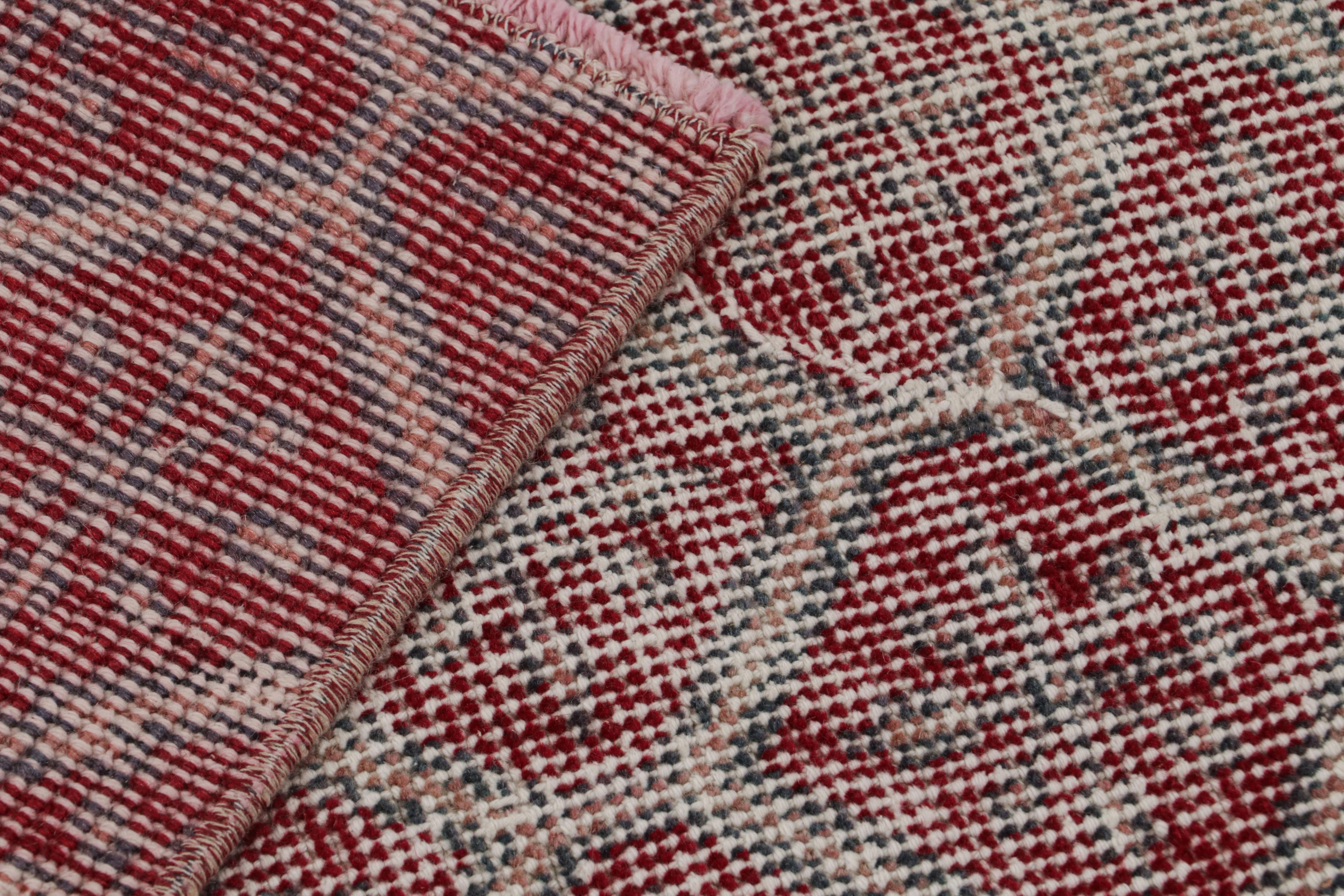 Wool Vintage Zeki Müren Runner Rug with Burgundy Geometric Patterns, from Rug & Kilim For Sale