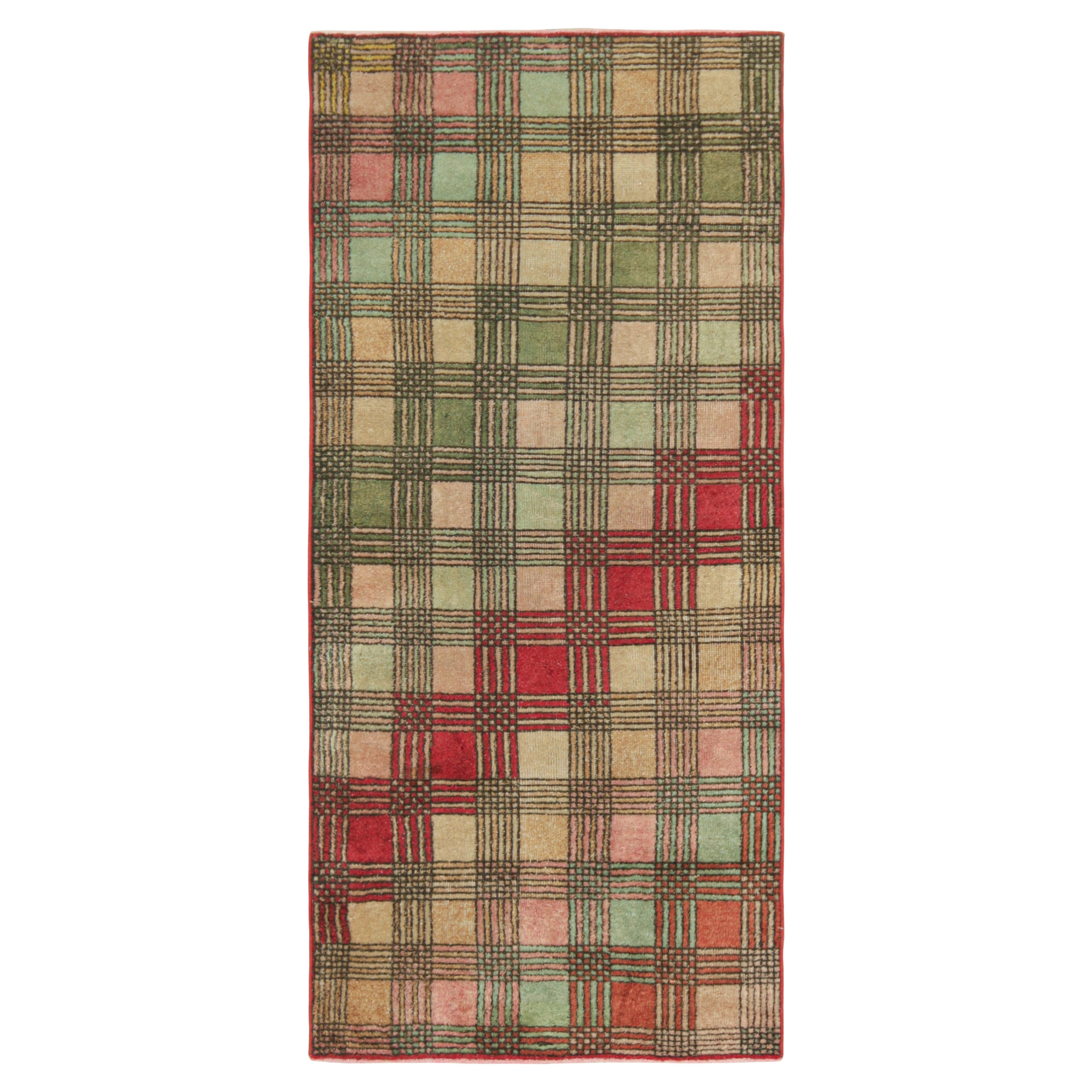 Vintage Zeki Müren Runner Rug with Colorful Geometric Patterns  Rug & Kilim