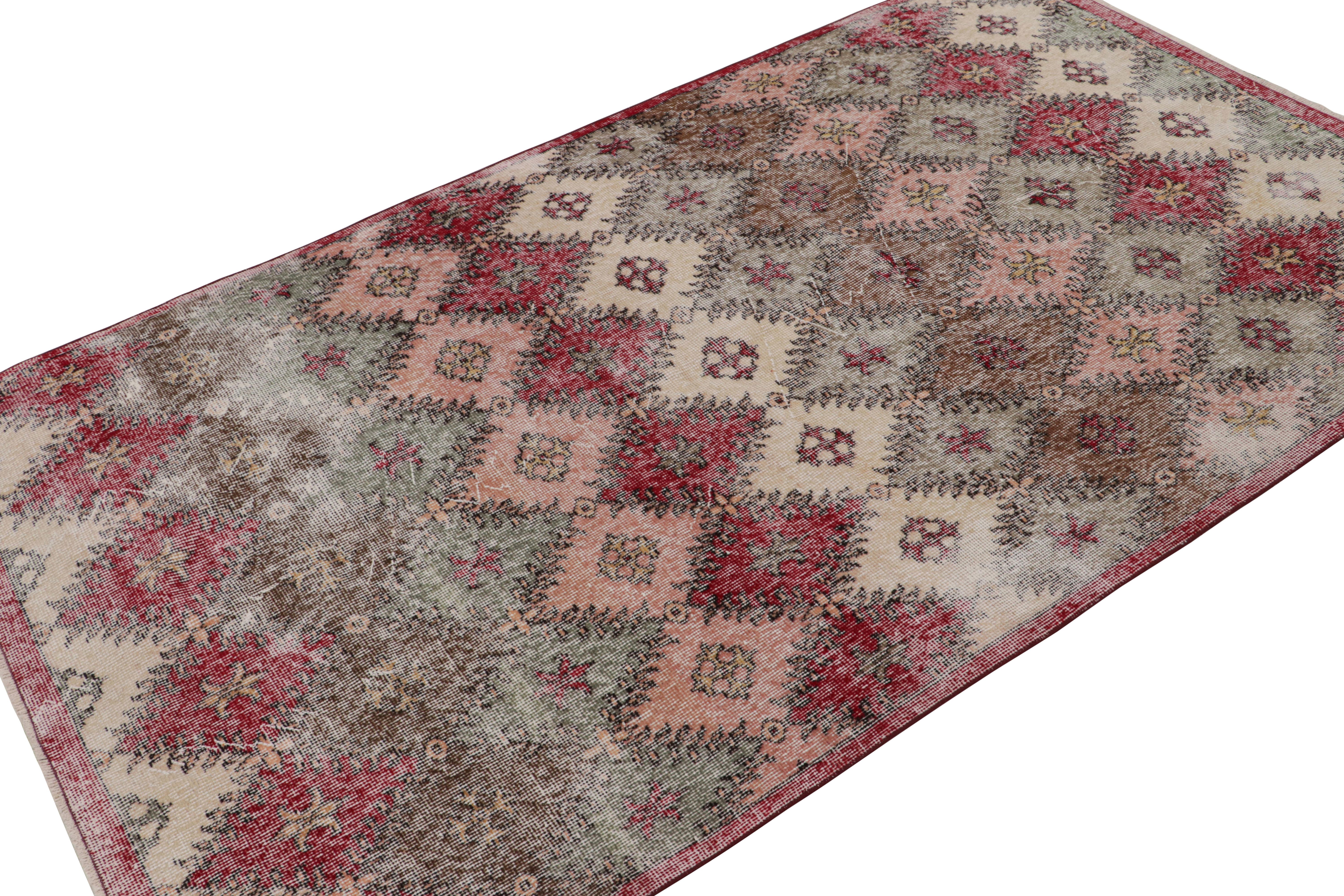 Handknotted in wool, this 5x8 v Art deco Zeki Múren runner originates from Turkey, circa 1960-1970 and is latest to join Rug & Kilim’s repertoire of vintage selections. 

On the Design:

Believed to hail from the Turkish artist Zeki Muren, this