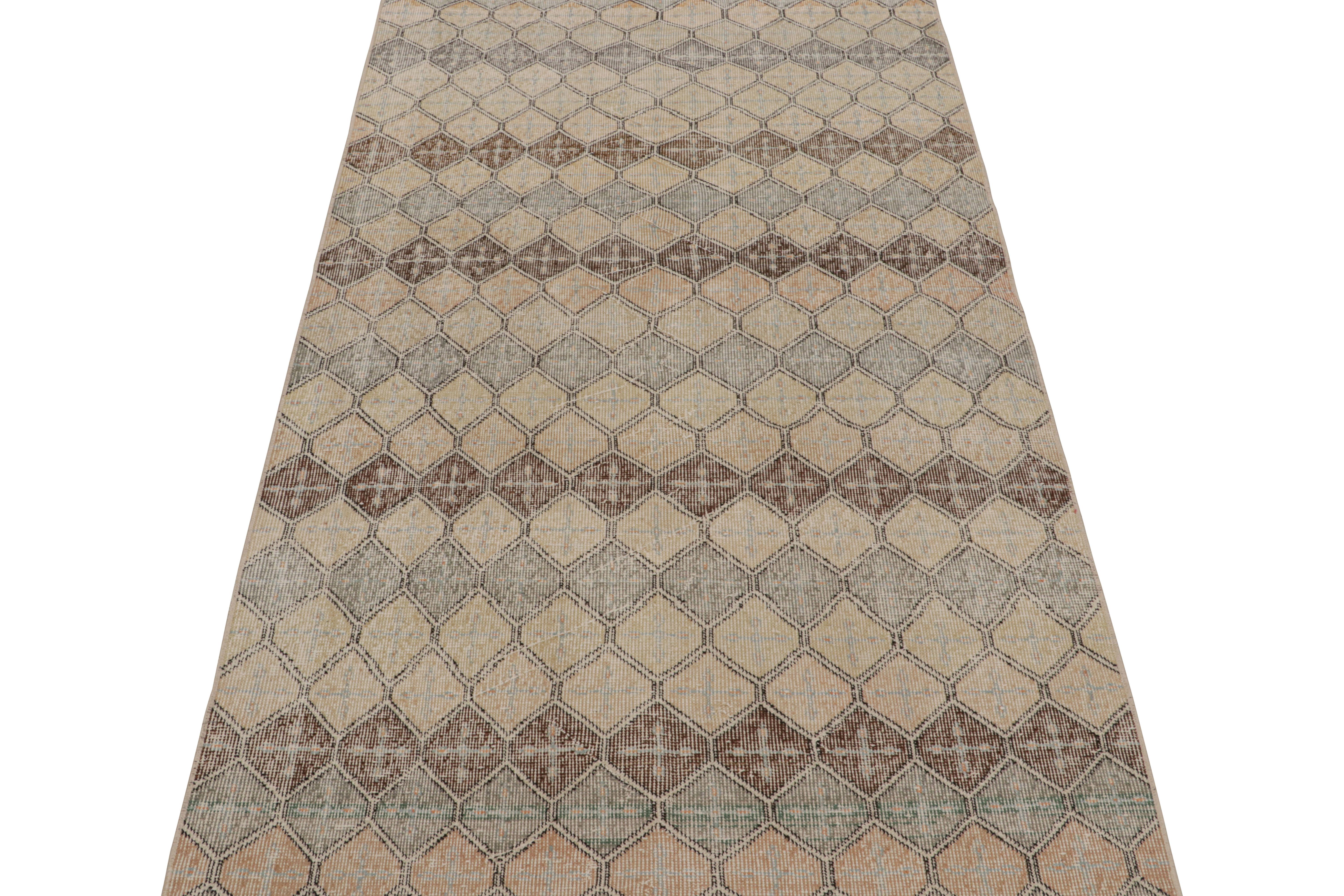 Turkish Vintage Zeki Müren Runner Rug, with Geometric Patterns, from Rug & Kilim For Sale