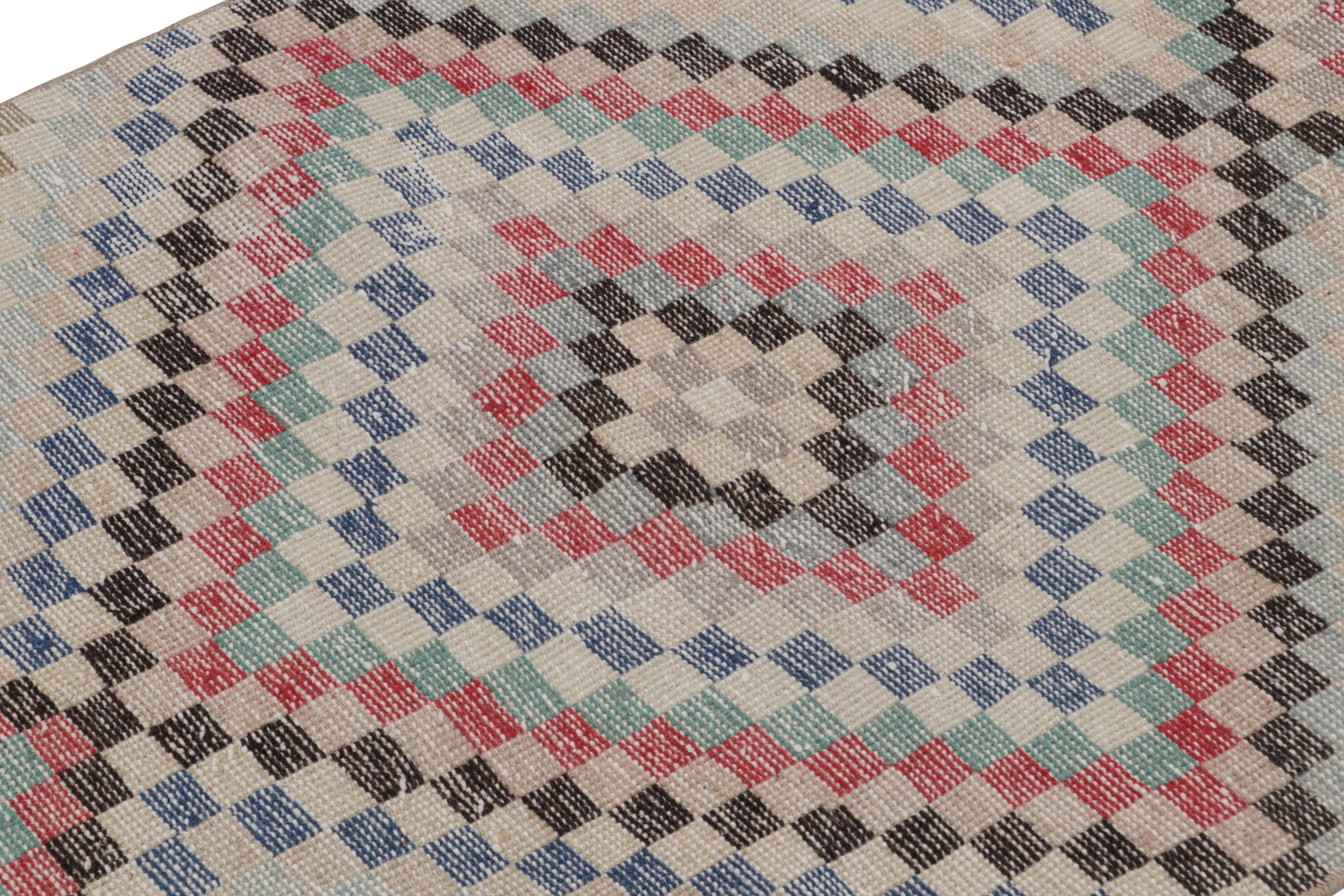 Hand-Knotted Vintage Zeki Müren Runner Rug, with Geometric Patterns, from Rug & Kilim For Sale