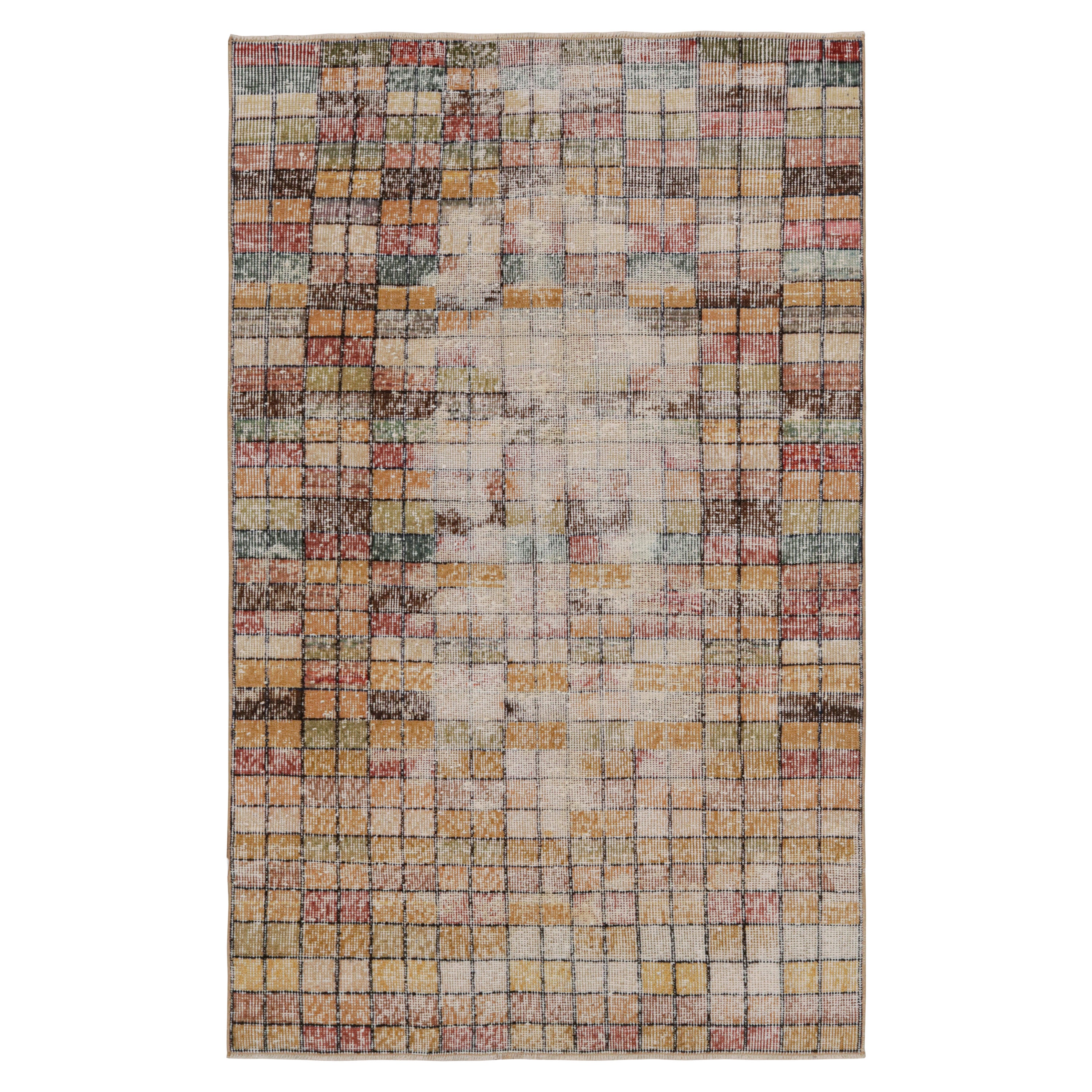 Vintage Zeki Müren Runner Rug, with Geometric Patterns, from Rug & Kilim