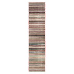Vintage Zeki Müren Runner Rug with Polychromatic Stripes, from Rug & Kilim