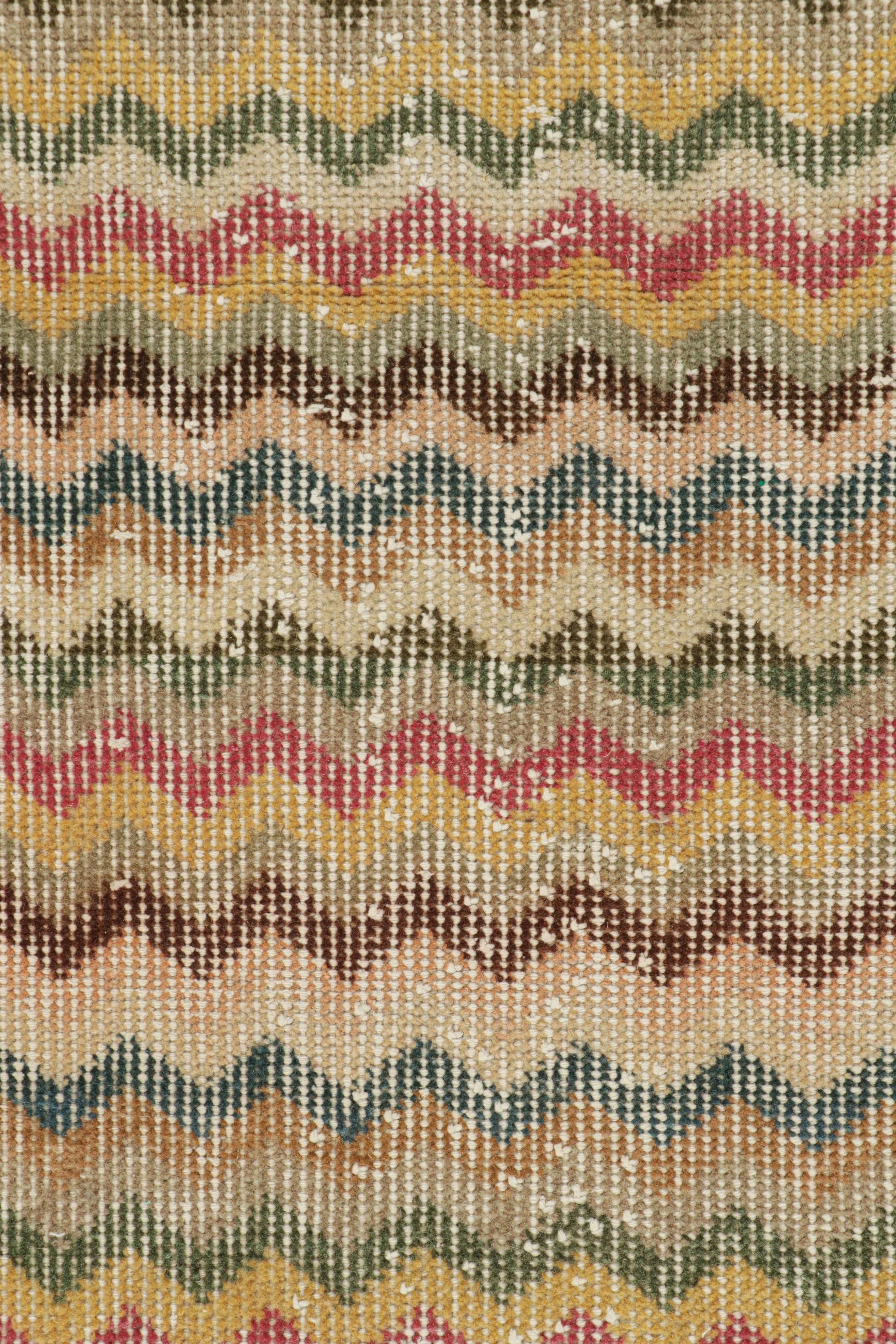 Mid-20th Century Vintage Zeki Müren Runner with Polychromatic Chevron Patterns, by Rug & Kilim For Sale