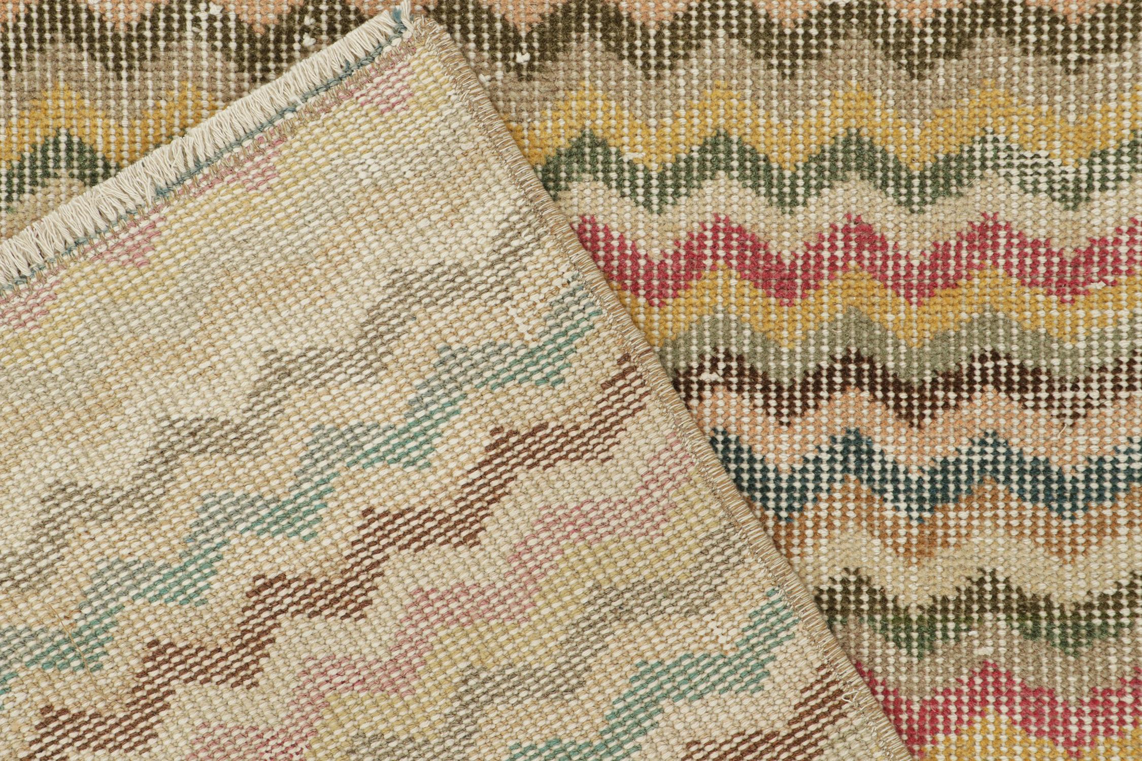 Wool Vintage Zeki Müren Runner with Polychromatic Chevron Patterns, by Rug & Kilim For Sale