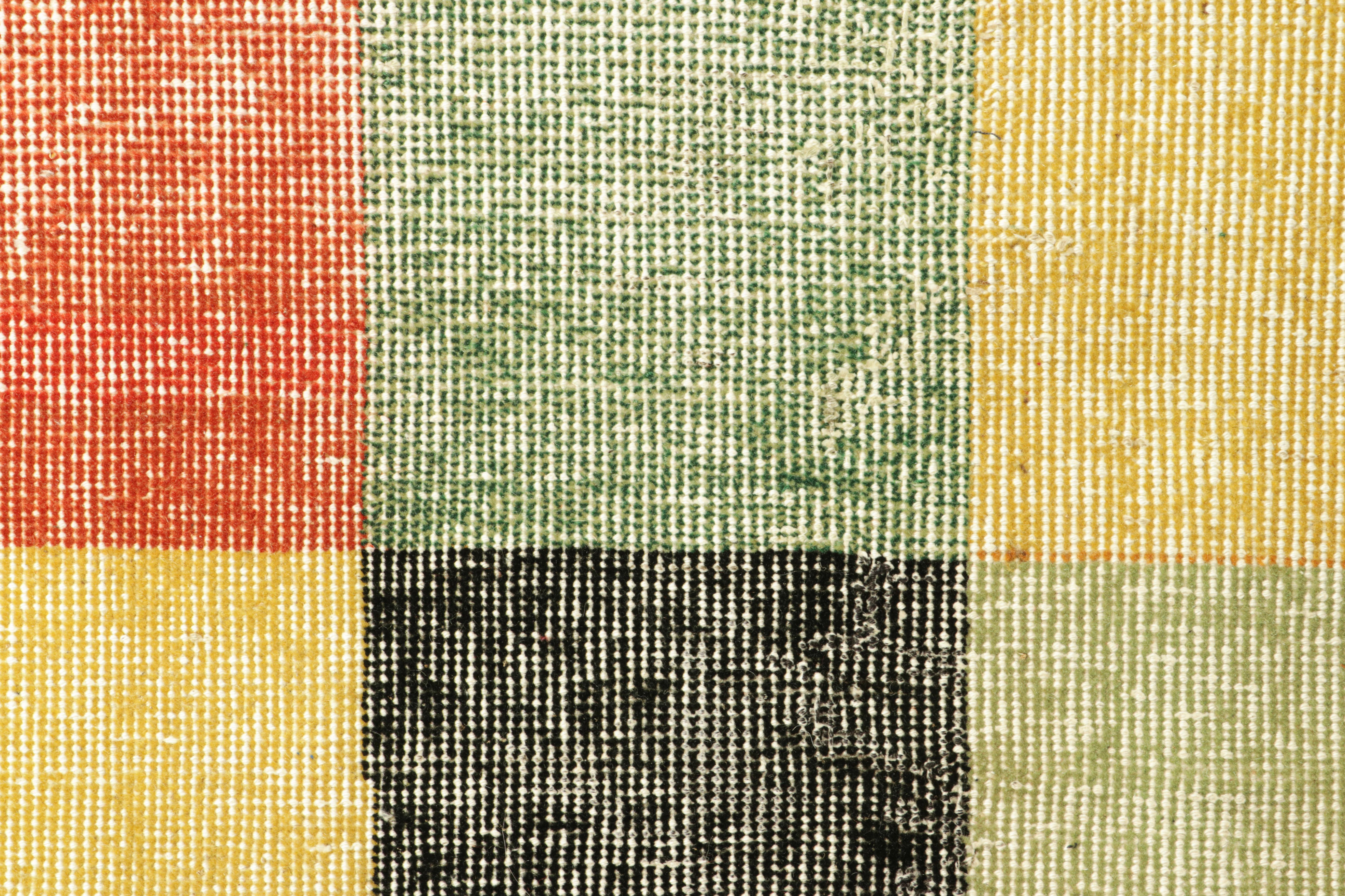 Turkish Vintage Zeki Müren Runner with Polychromatic Cubist Patterns, from Rug & Kilim For Sale