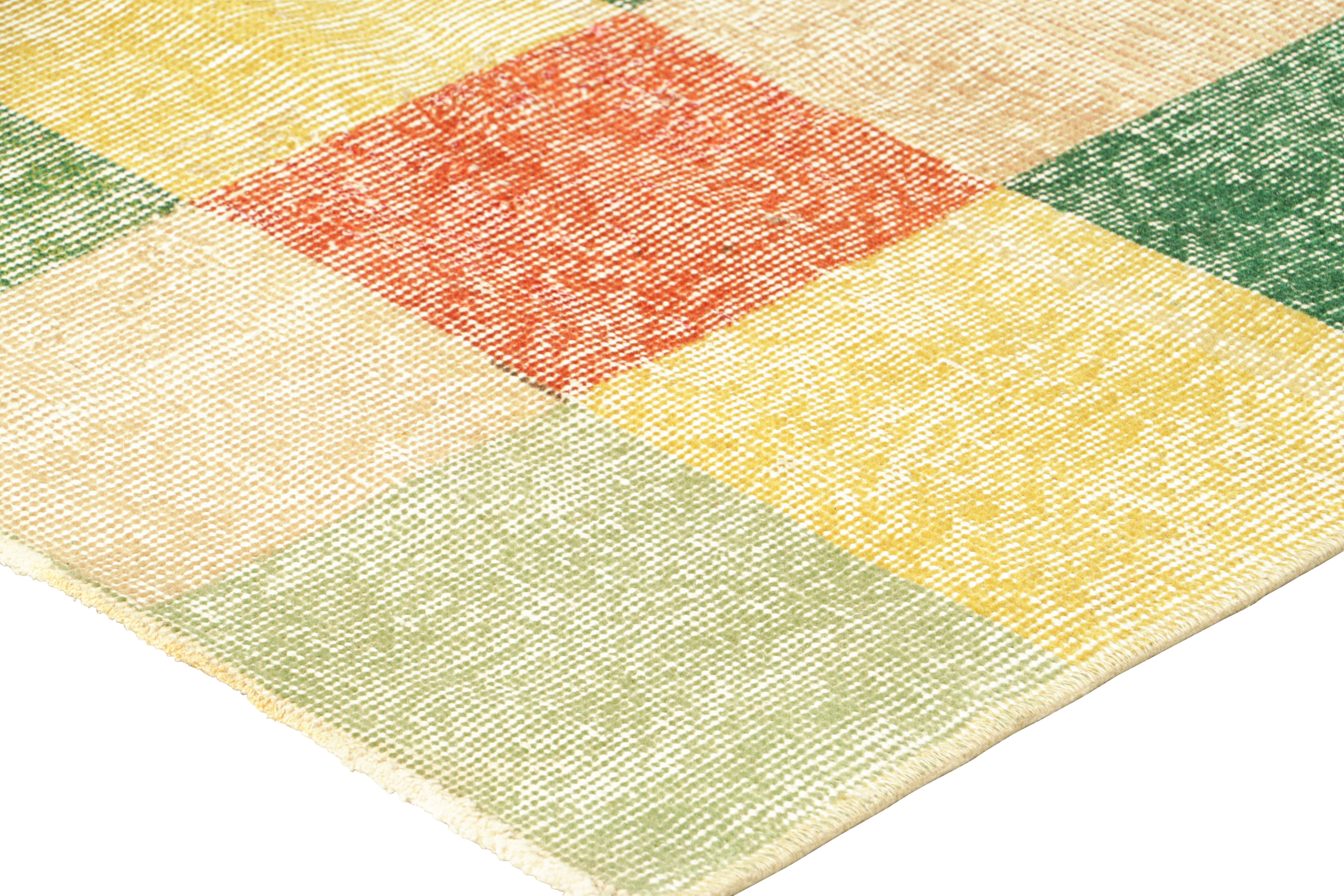 Mid-20th Century Vintage Zeki Müren Runner with Polychromatic Cubist Patterns, from Rug & Kilim For Sale