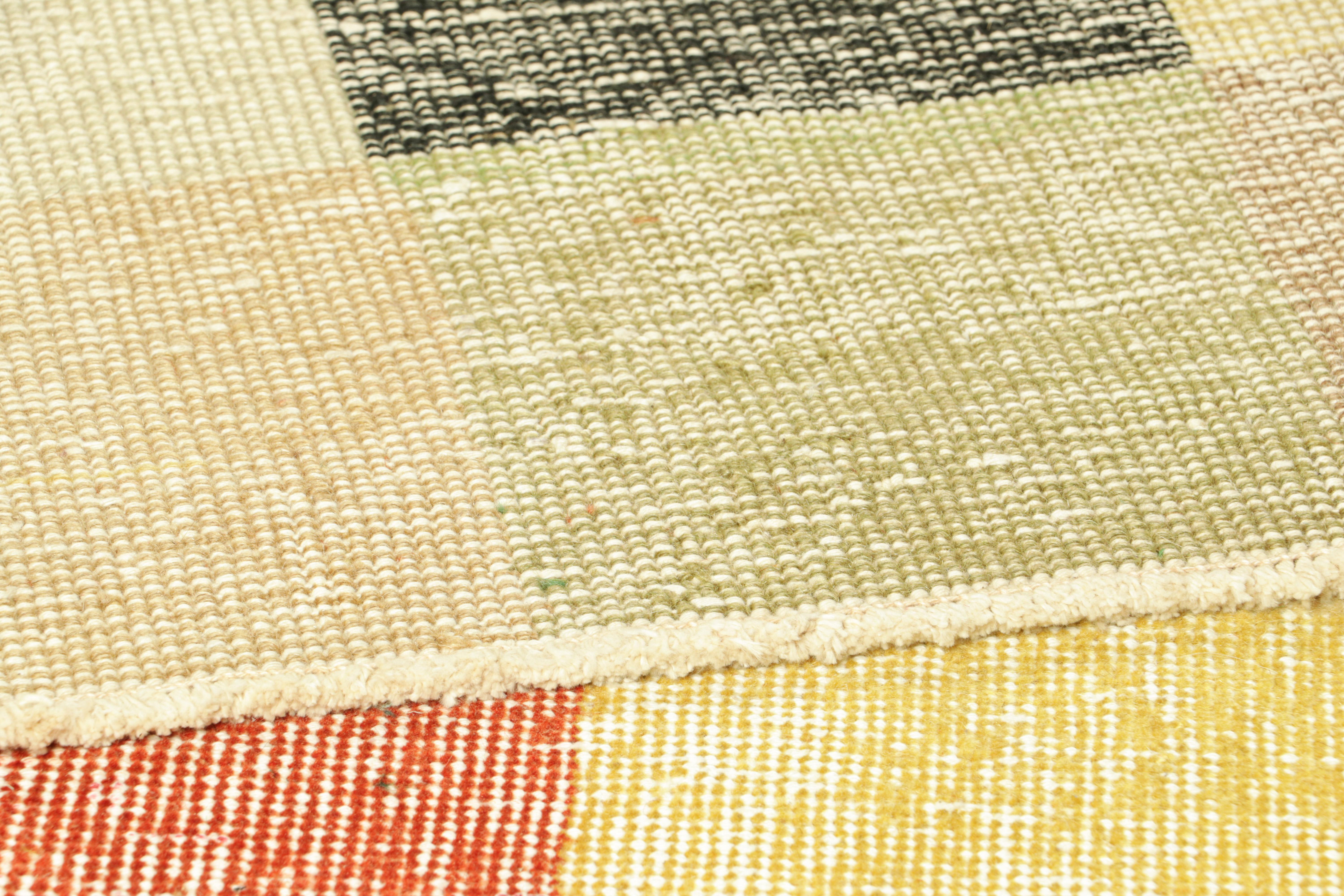 Wool Vintage Zeki Müren Runner with Polychromatic Cubist Patterns, from Rug & Kilim For Sale