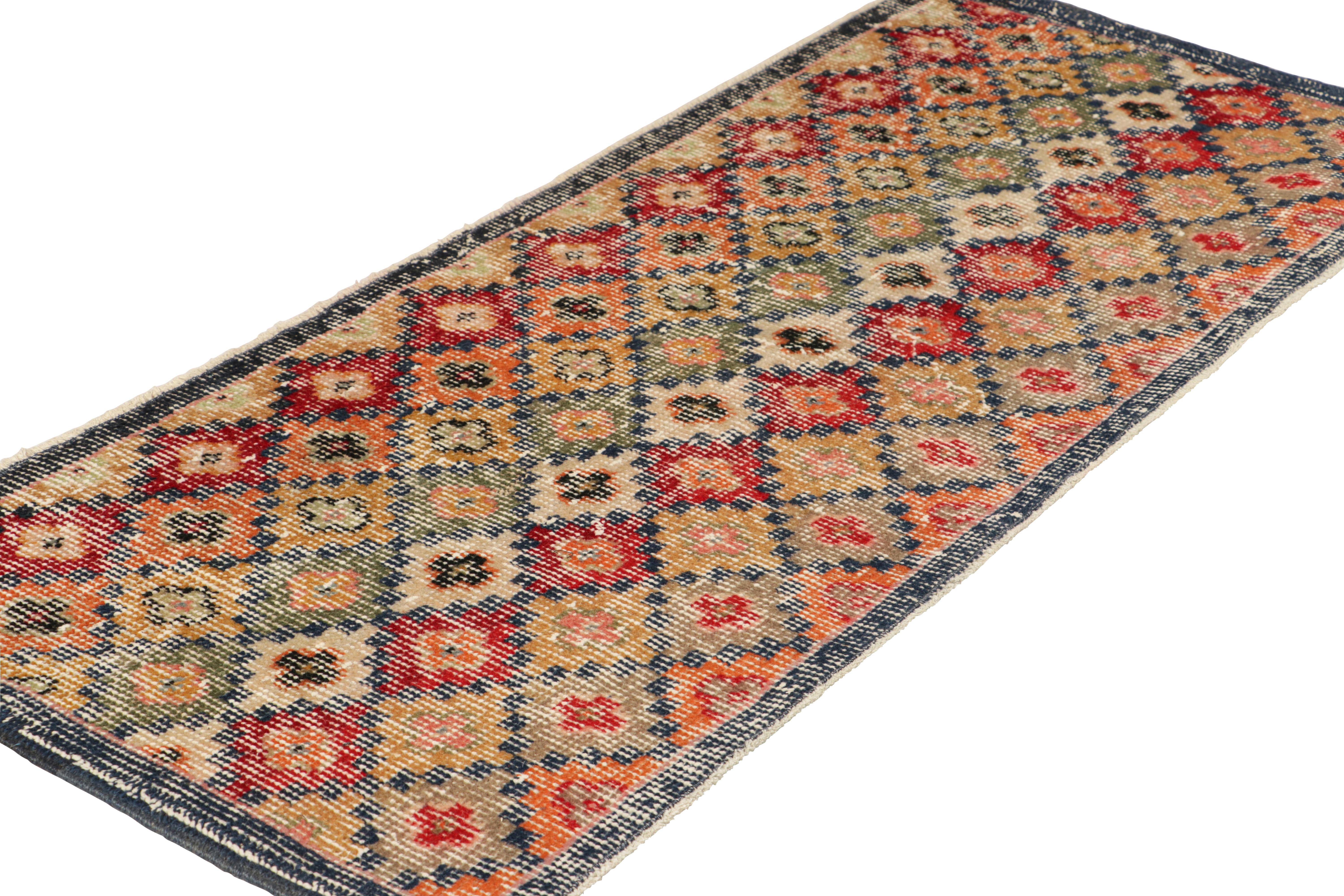 Hand-Knotted Vintage Zeki Müren Runner with Polychromatic Diamond Patterns, from Rug & Kilim For Sale