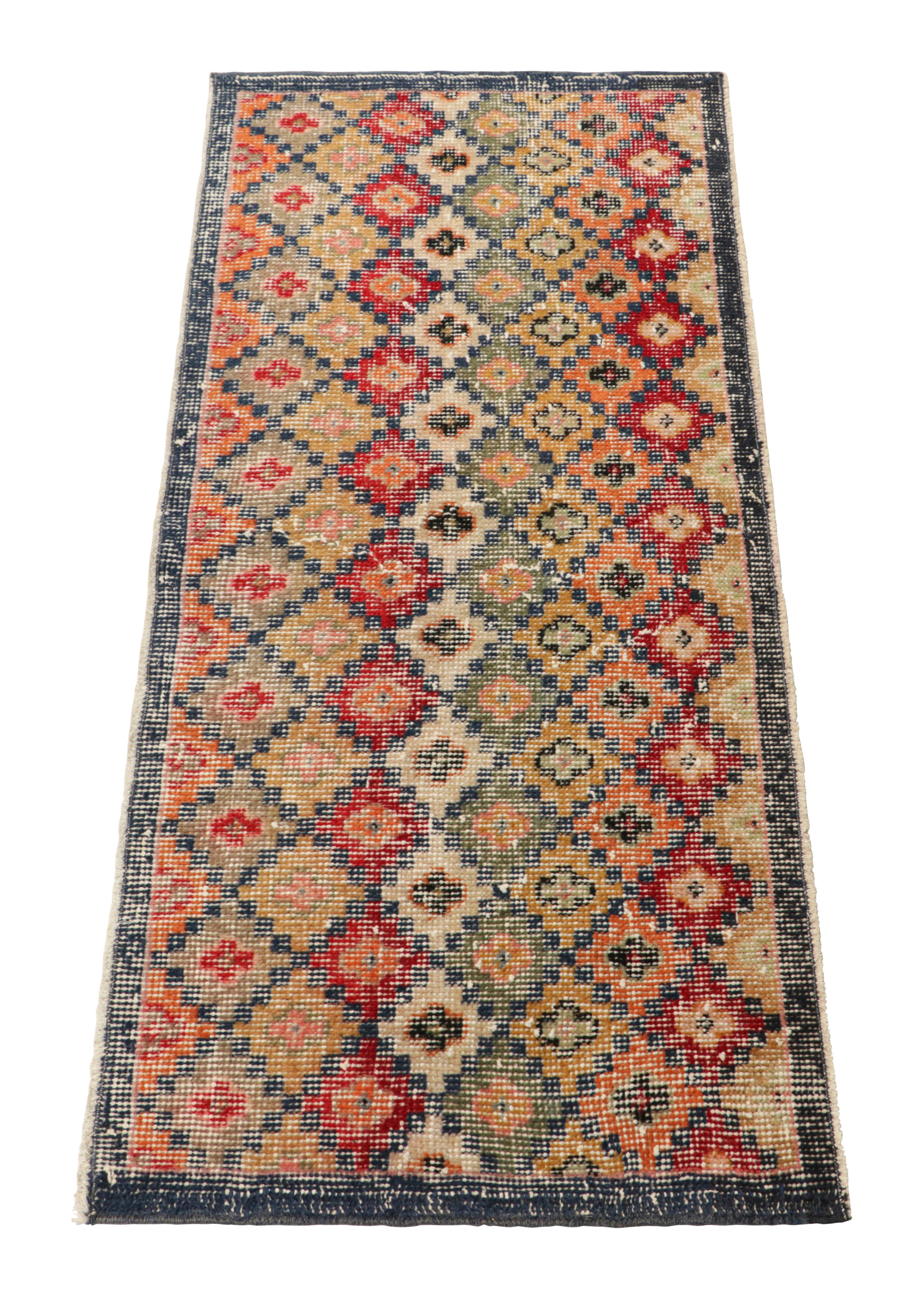 Vintage Zeki Müren Runner with Polychromatic Diamond Patterns, from Rug & Kilim In Good Condition For Sale In Long Island City, NY