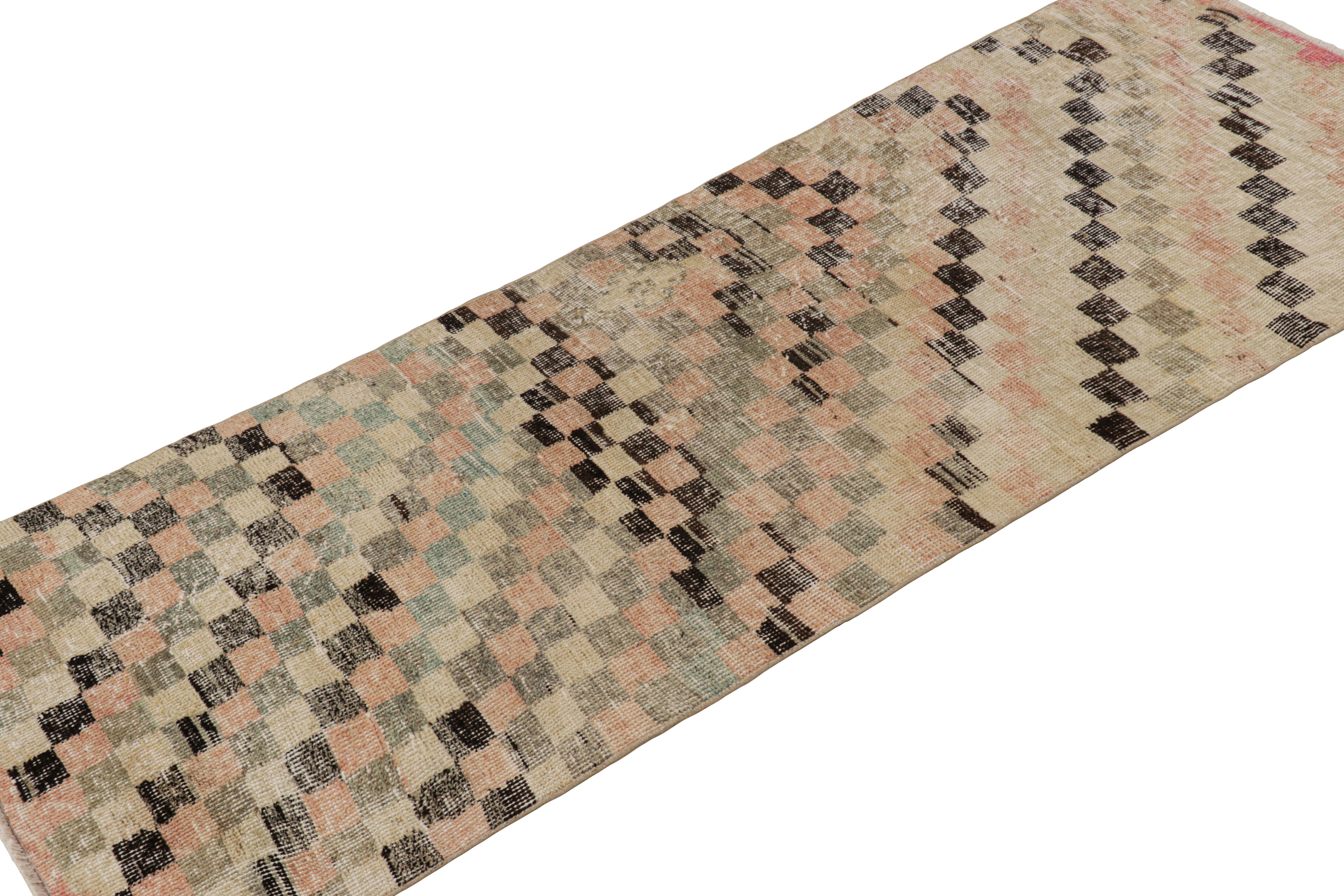 Hand-Knotted Vintage Zeki Müren Runner with Polychromatic Geometric Patterns from Rug & Kilim For Sale
