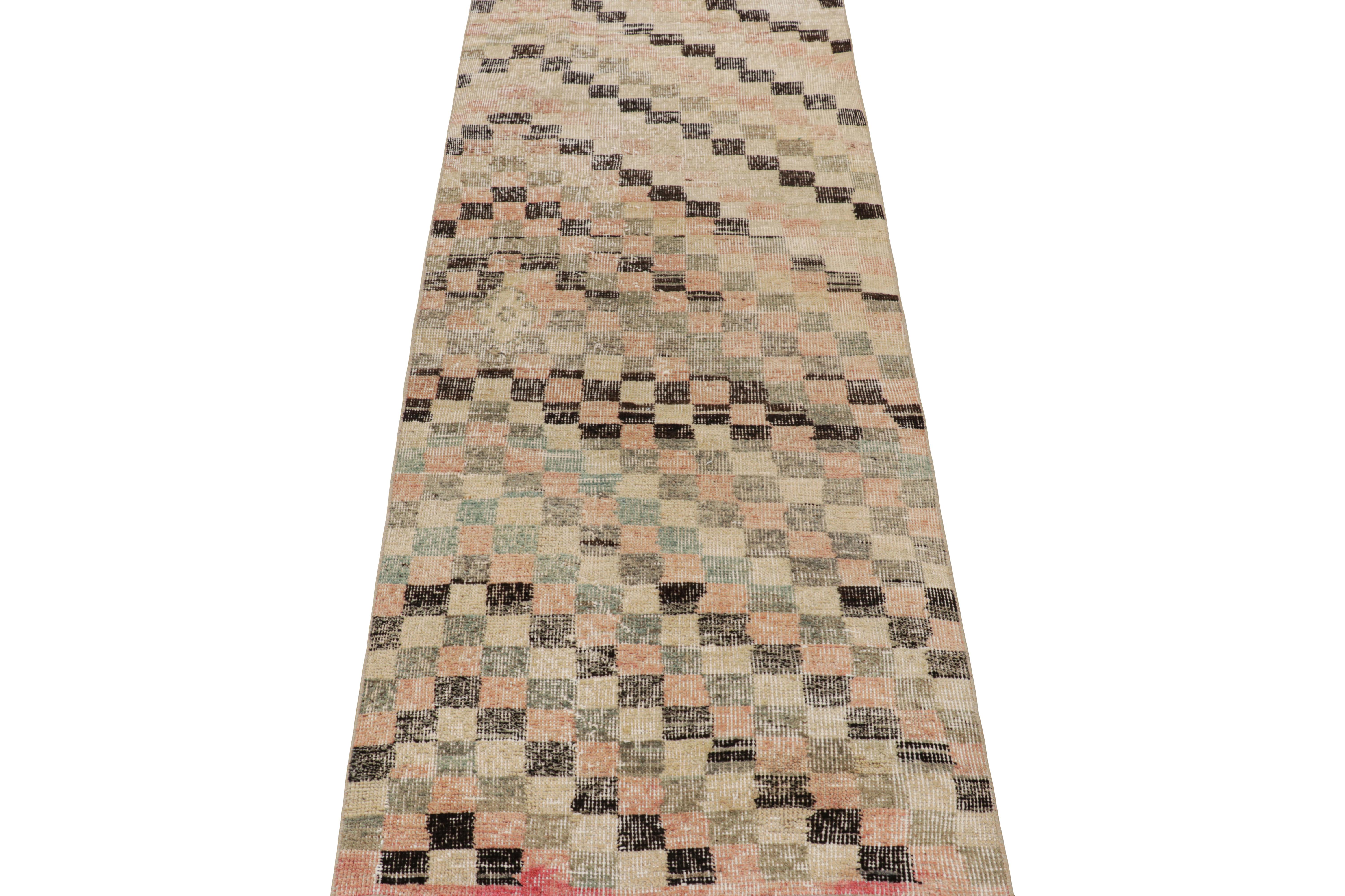 Vintage Zeki Müren Runner with Polychromatic Geometric Patterns from Rug & Kilim In Good Condition For Sale In Long Island City, NY