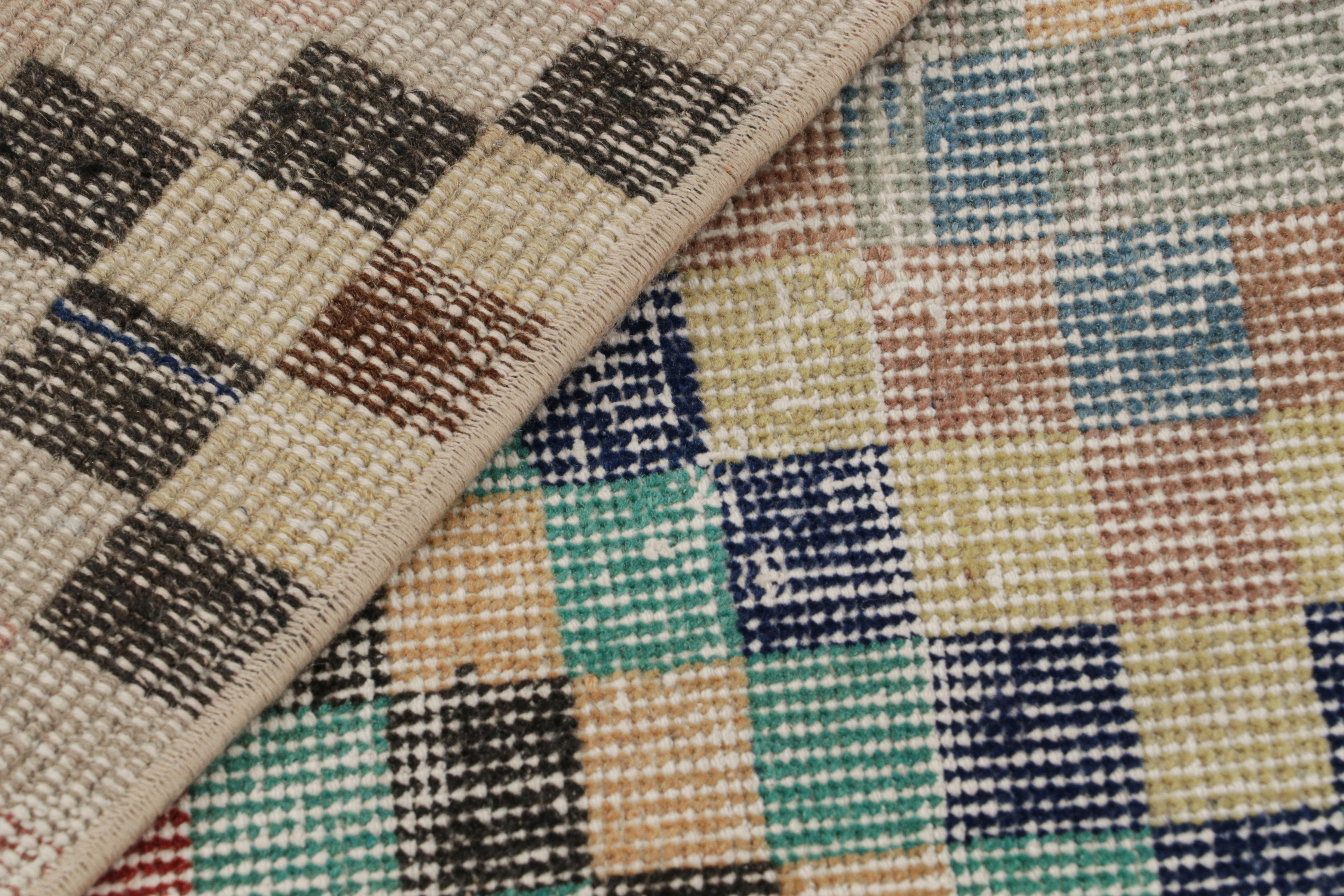 Wool Vintage Zeki Müren Runner with Polychromatic Geometric Patterns from Rug & Kilim For Sale