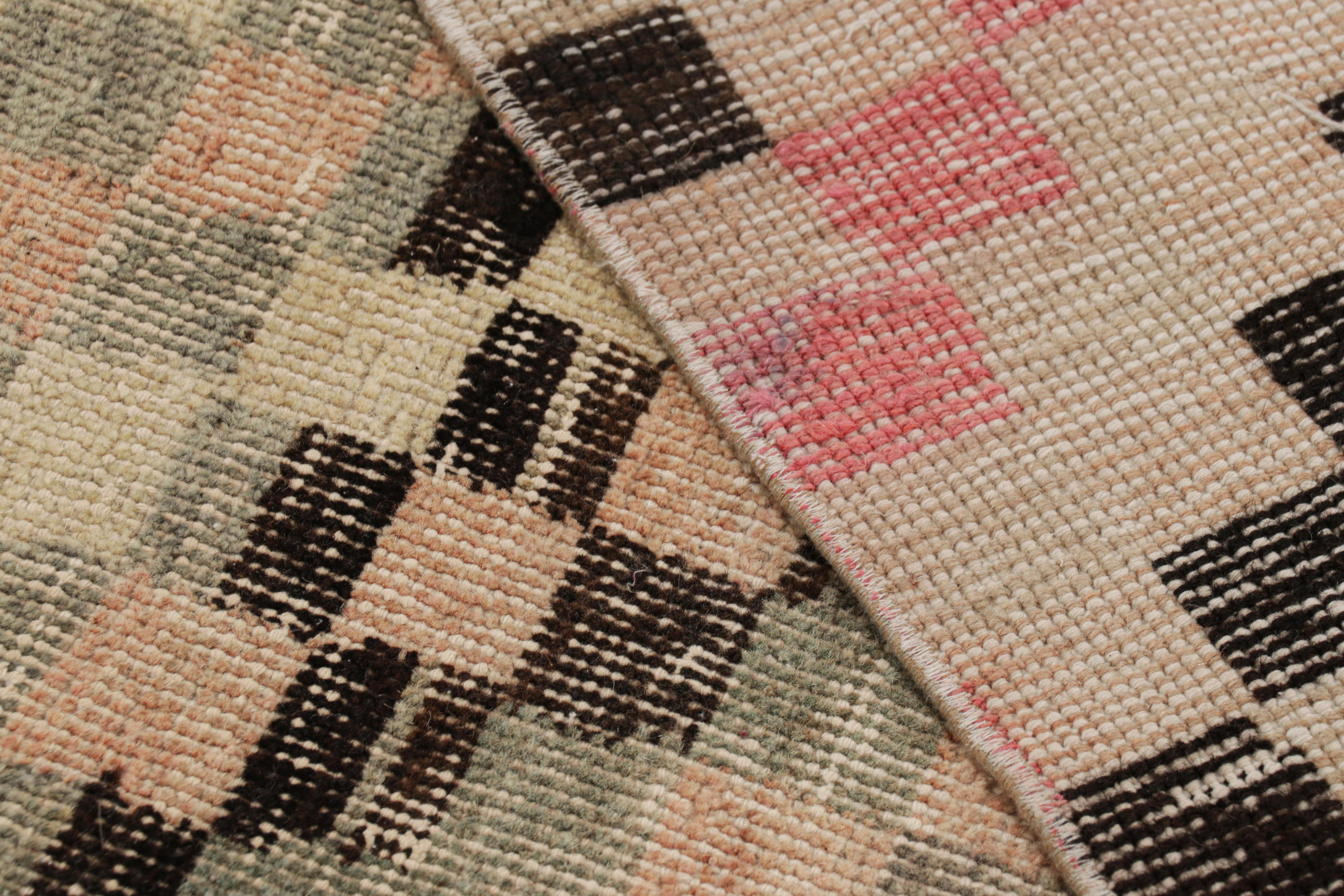 Wool Vintage Zeki Müren Runner with Polychromatic Geometric Patterns from Rug & Kilim For Sale