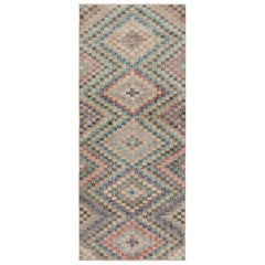 Vintage Zeki Müren Runner with Polychromatic Geometric Patterns from Rug & Kilim