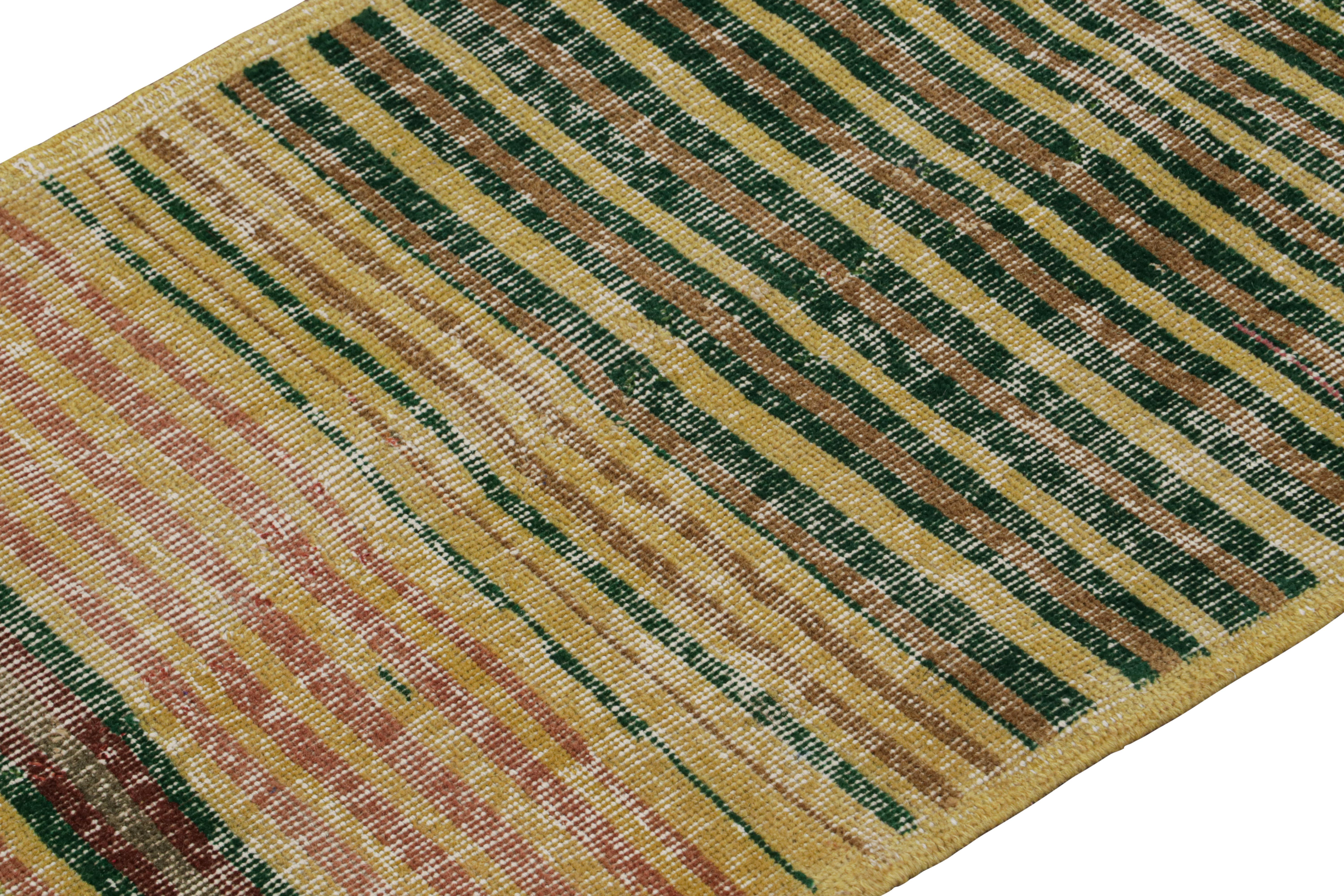 Hand-Knotted Vintage Zeki Müren Runner with Polychromatic Stripes by Rug & Kilim For Sale