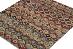 Vintage Zeki Muren Square Rug in Polychromatic Geometric Pattern