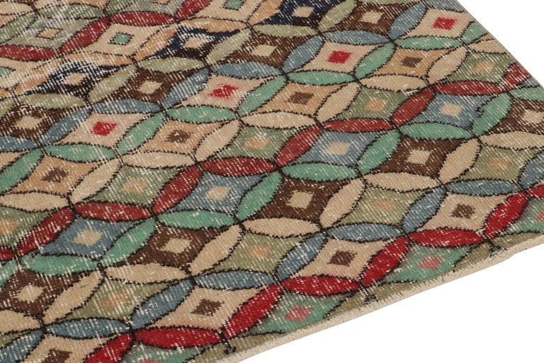 Vintage Zeki Muren Square Rug in Polychromatic Geometric Pattern For ...