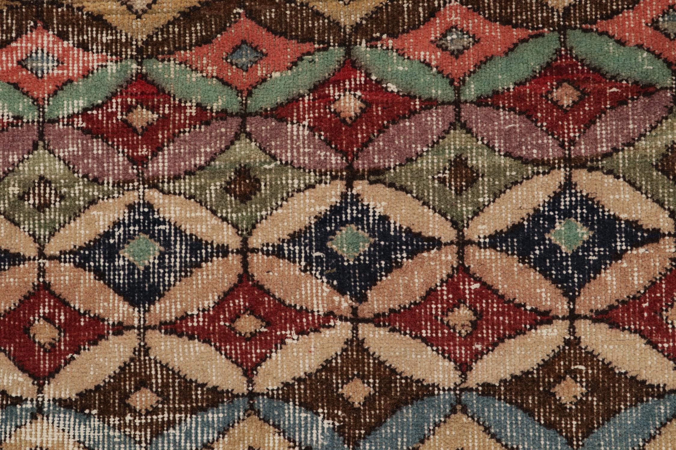 Mid-20th Century Vintage Zeki Muren Square Rug in Polychromatic Geometric Pattern For Sale