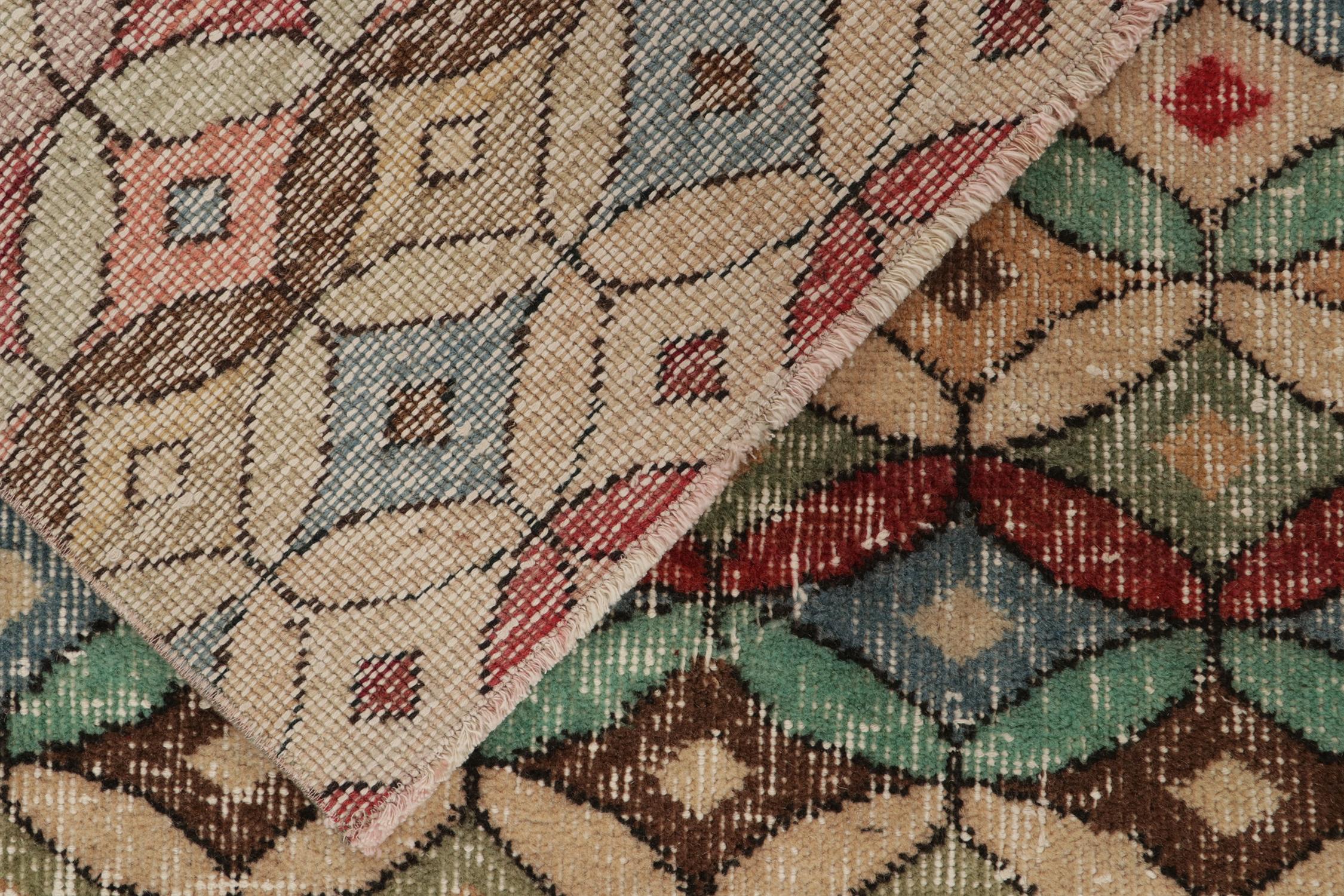 Wool Vintage Zeki Muren Square Rug in Polychromatic Geometric Pattern For Sale