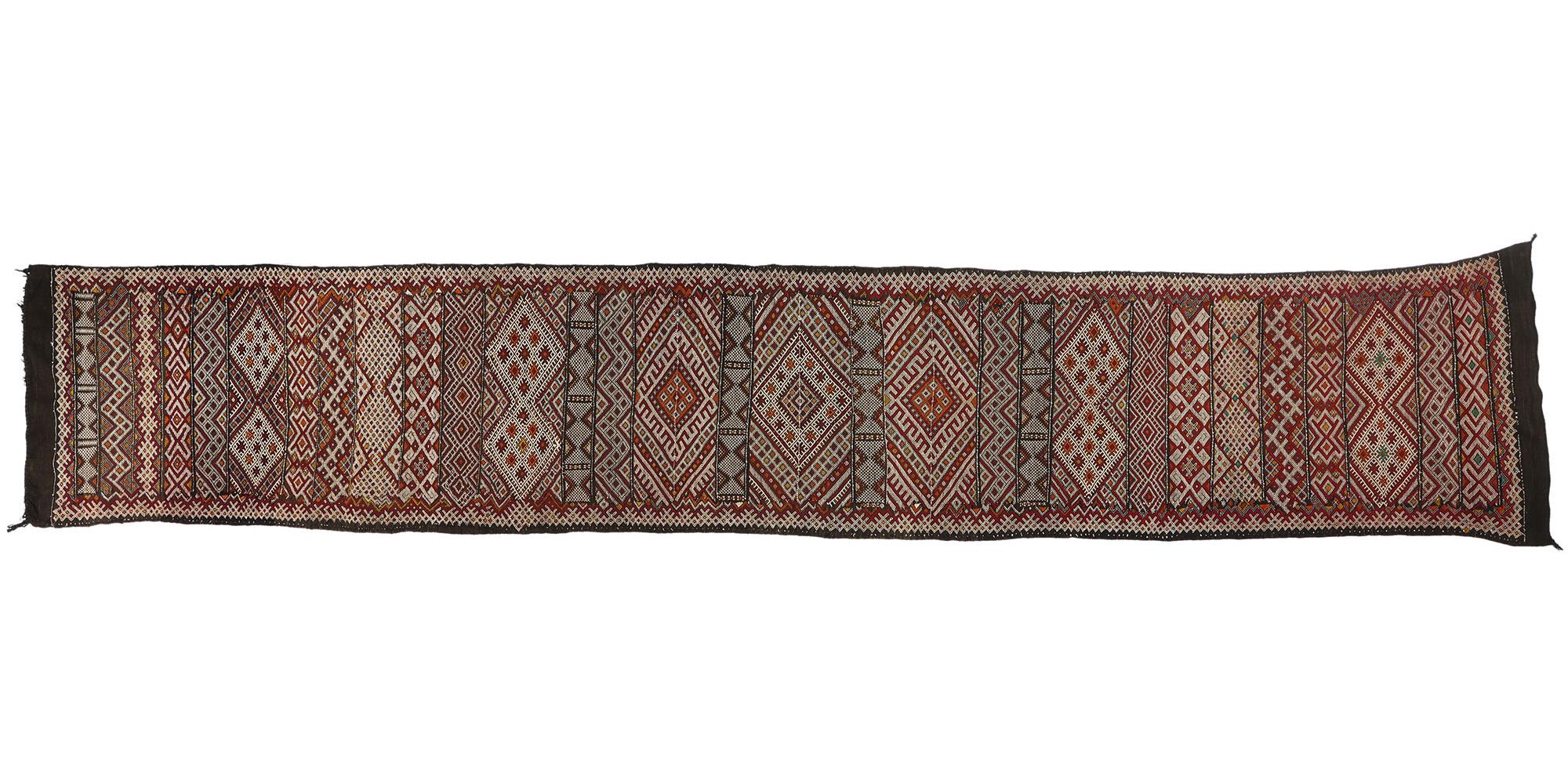 Vintage Zemmour Moroccan Flatweave Carpet, 03'07 x 20'04 For Sale 2
