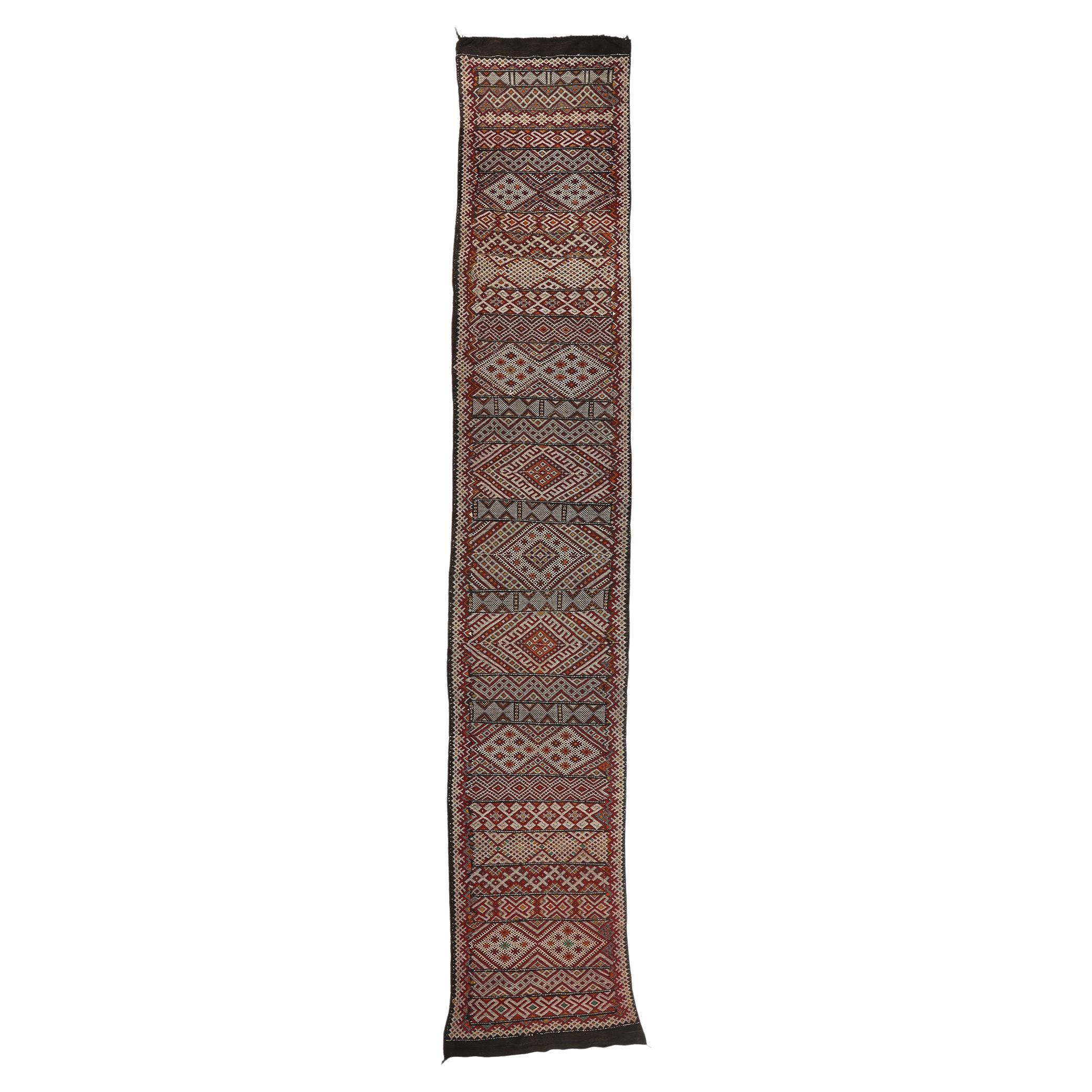 Vintage Zemmour Moroccan Flatweave Carpet, 03'07 x 20'04