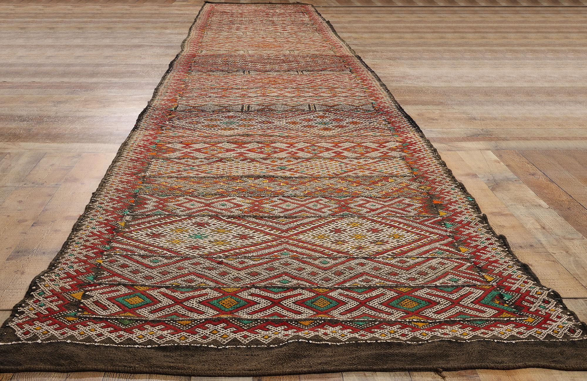 Vintage Zemmour Moroccan Flatweave Carpet, 03'10 x 21'06 For Sale 1