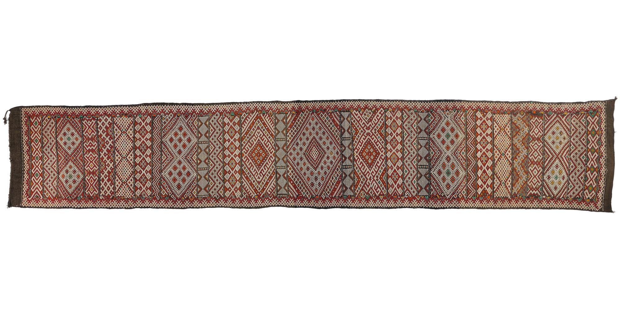 Vintage Zemmour Moroccan Flatweave Carpet, 03'10 x 21'06 For Sale 2
