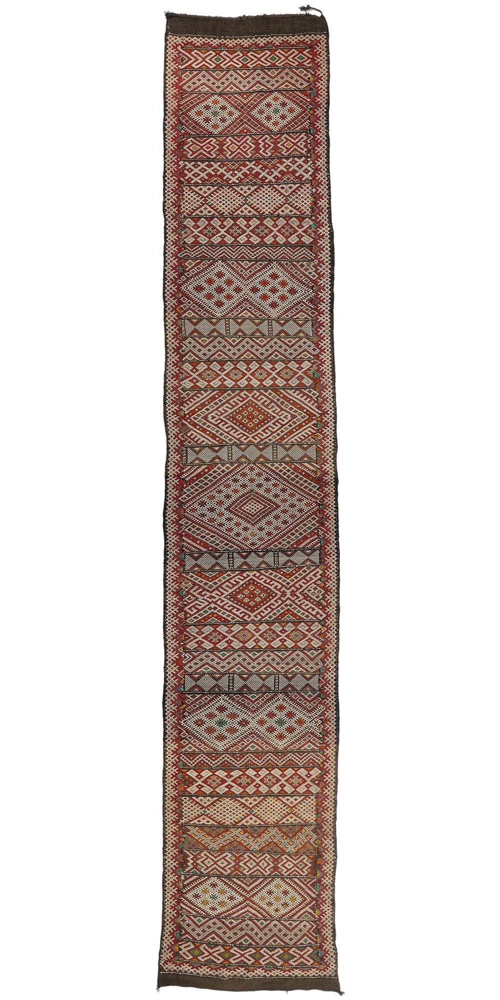 Vintage Zemmour Moroccan Flatweave Carpet, 03'10 x 21'06 For Sale