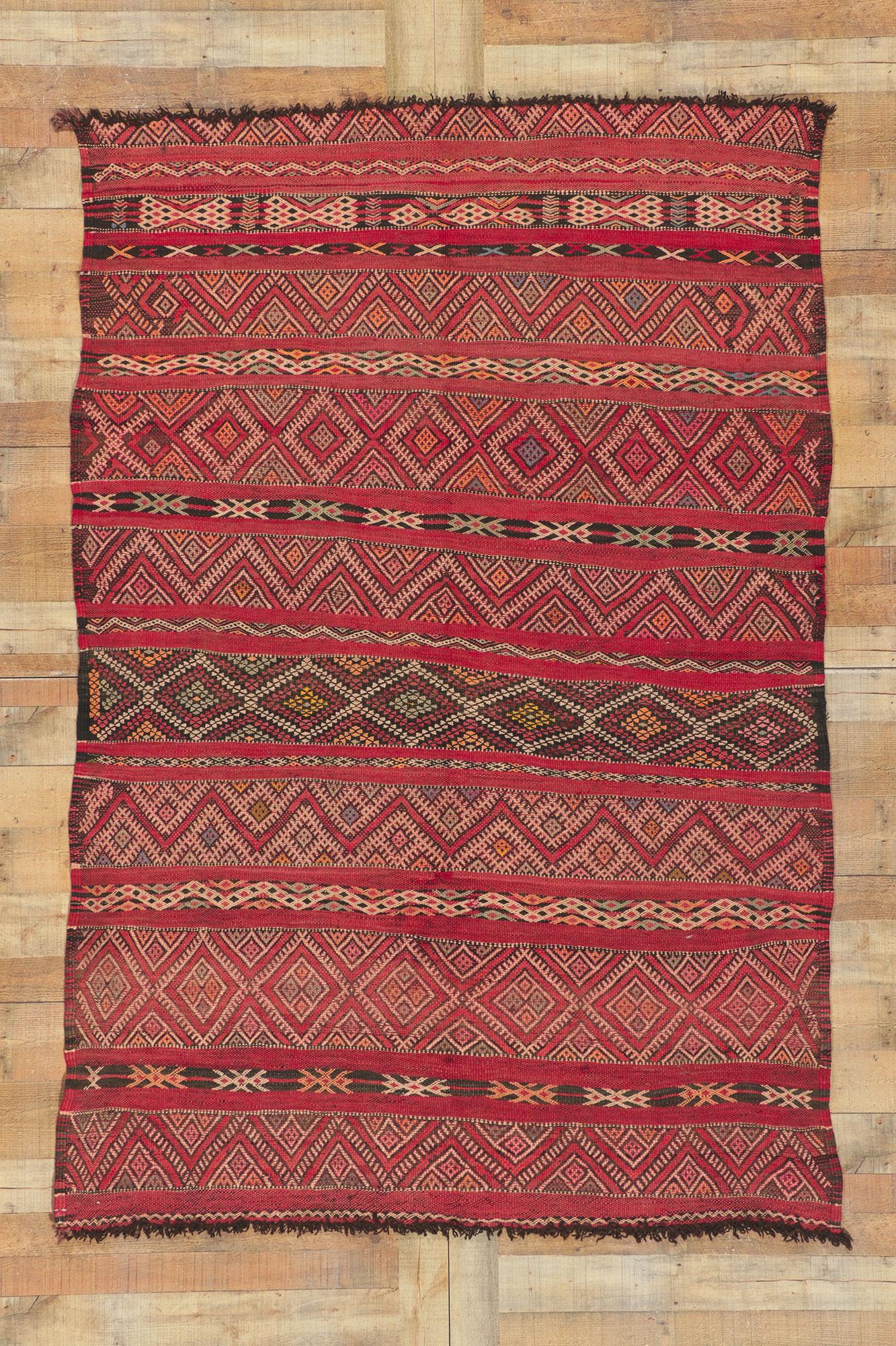 20th Century Vintage Zemmour Moroccan Kilim Rug For Sale