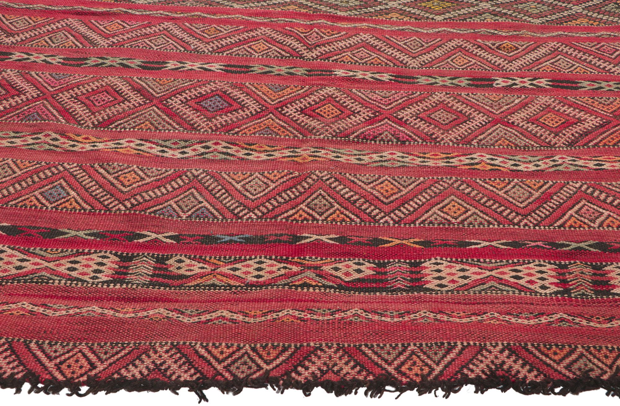 Wool Vintage Zemmour Moroccan Kilim Rug For Sale