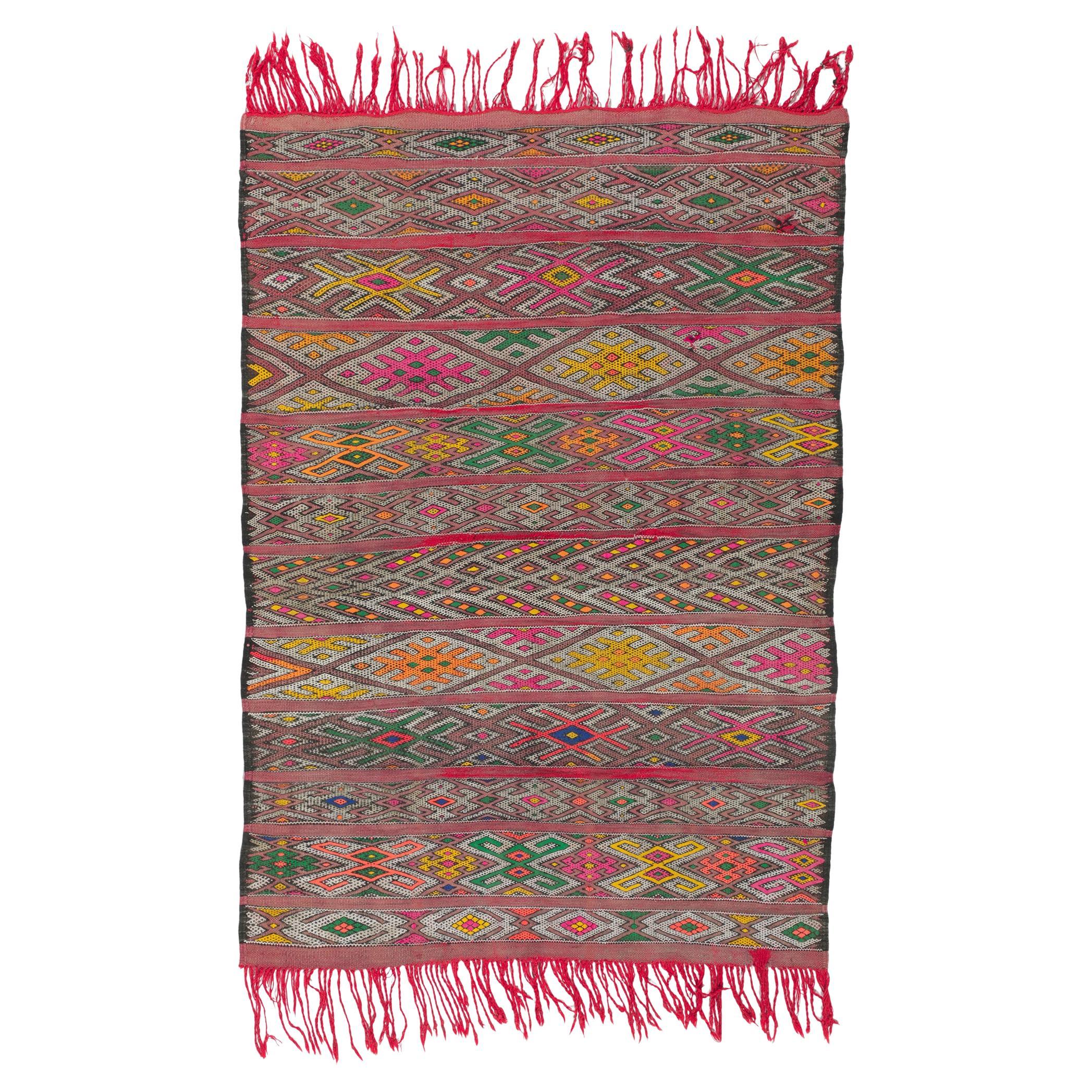 Vintage Zemmour Moroccan Kilim Rug For Sale