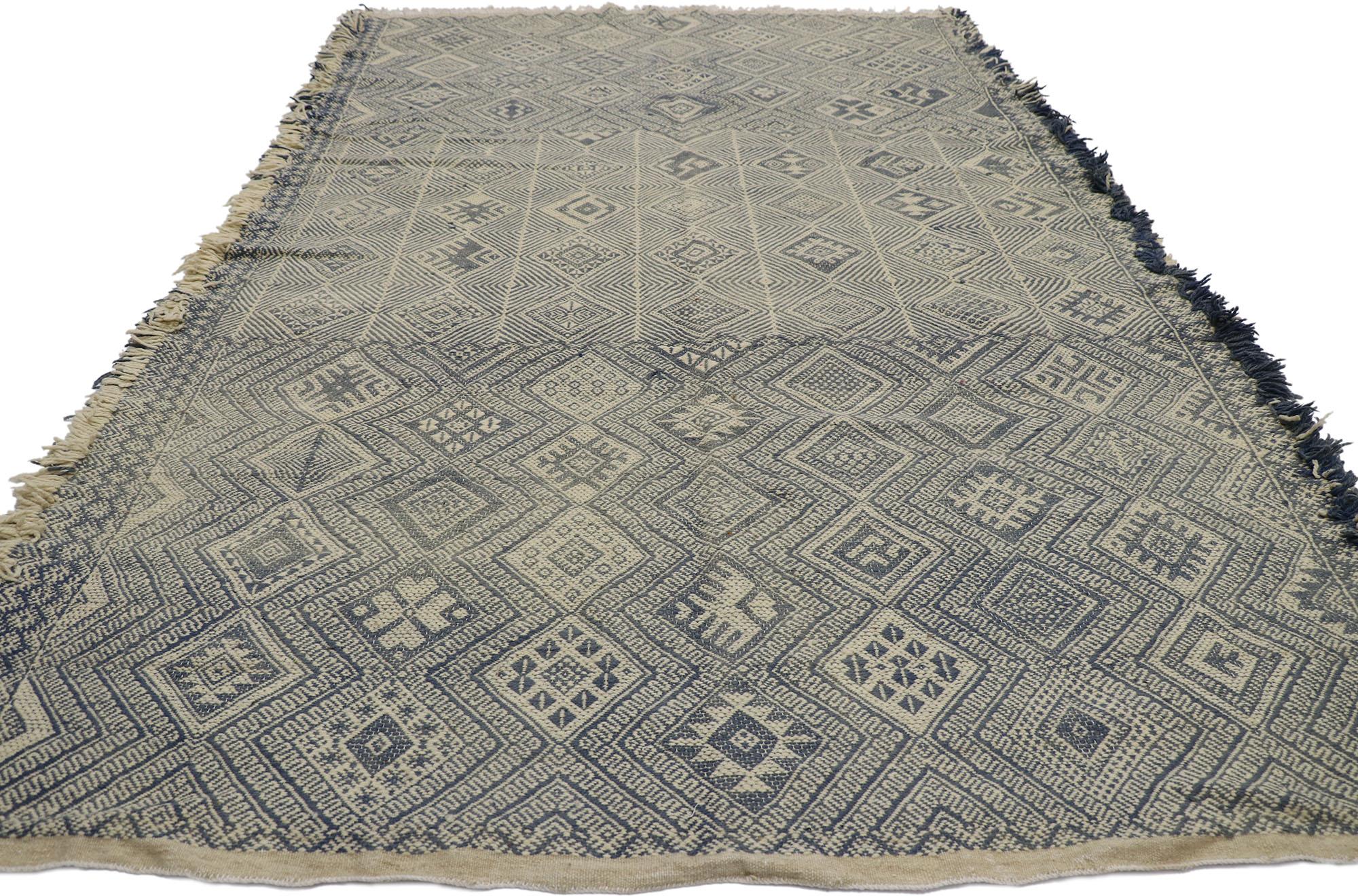 Bohemian Vintage Zemmour Moroccan Kilim Rug with Boho Chic Tribal Style For Sale