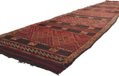 Marokkanischer Berber Zemmour-Kelim-Teppich-Läufer aus der Mitte des Jahrhunderts, 03'09 x 18'04