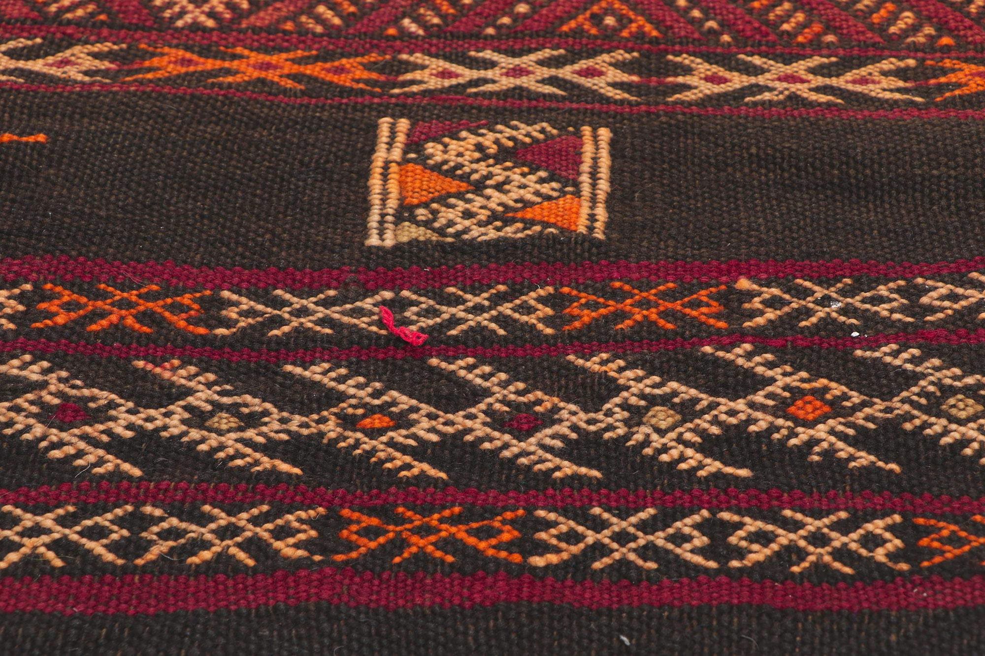 Hand-Woven Vintage Zemmour Moroccan Kilim Runner For Sale