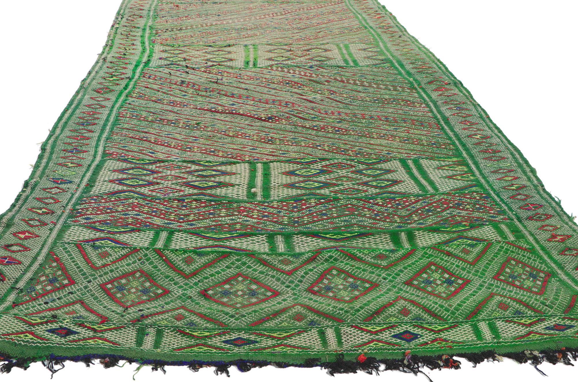 Hand-Woven Vintage Zemmour Moroccan Kilim Runner For Sale