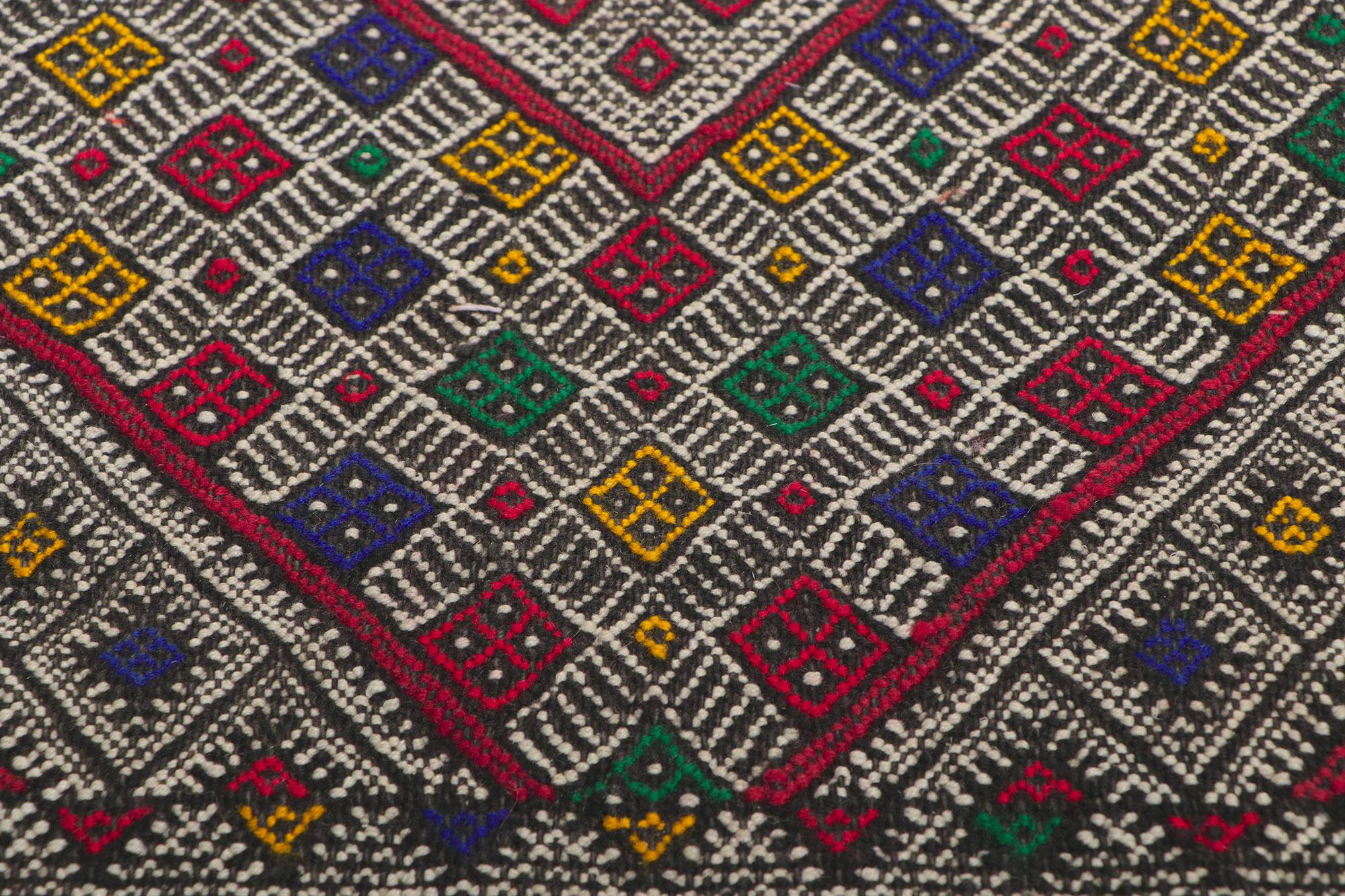 1960's Berber Moroccan Carpet with Mid-Century Modern Style, 03'05 x 22'04 In Good Condition For Sale In Dallas, TX