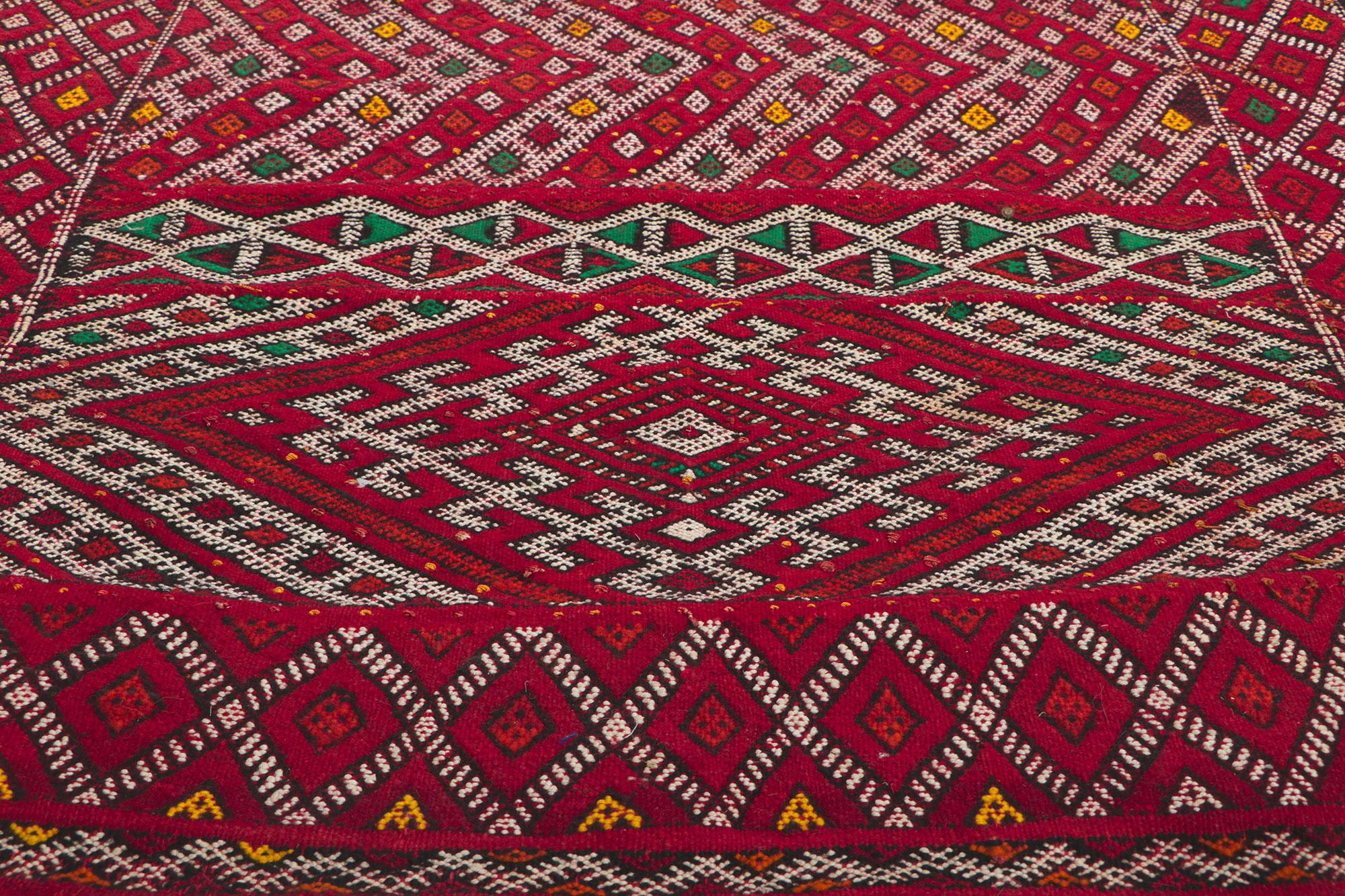 Vintage Zemmour Moroccan Kilim Runner In Good Condition For Sale In Dallas, TX