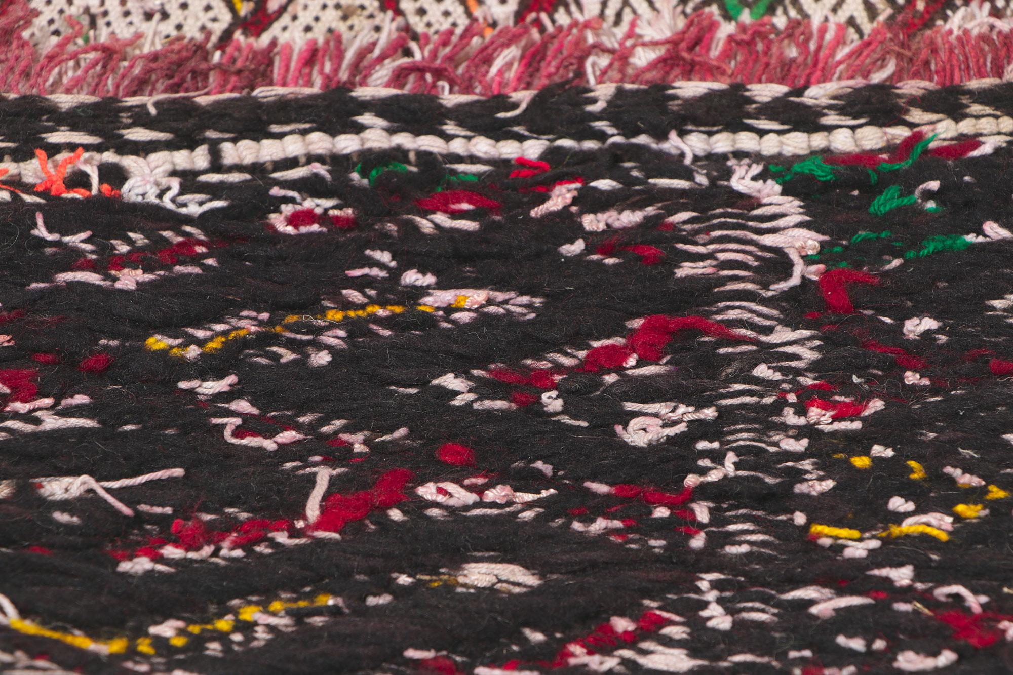 20th Century 1960's Colorful Mid-Century Berber Zemmour Hanbel Moroccan Carpet, 03'08 x 24'03 For Sale