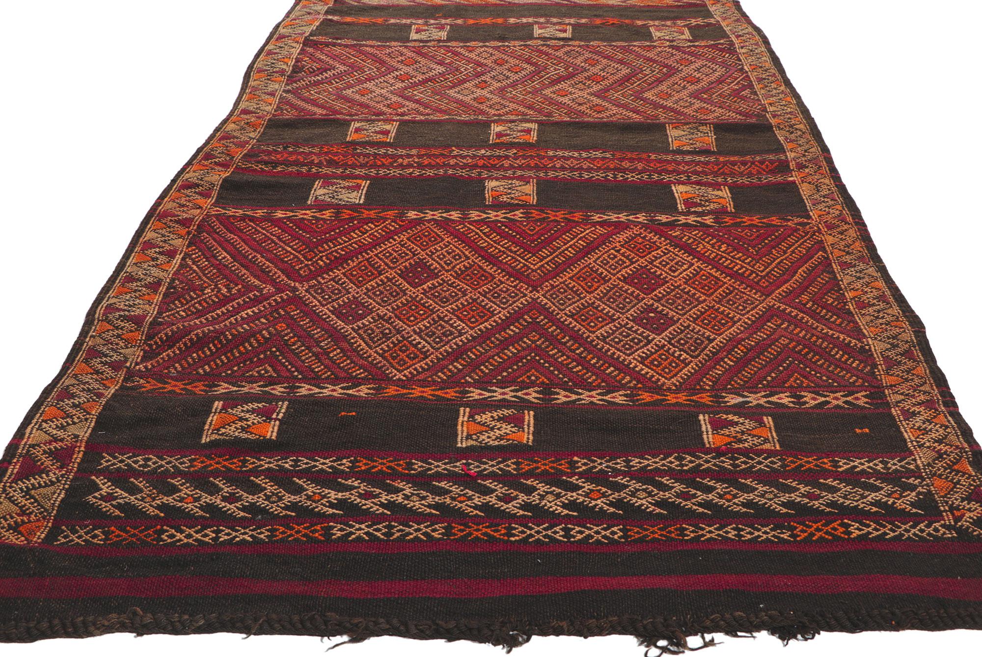 20th Century Vintage Zemmour Moroccan Kilim Runner For Sale